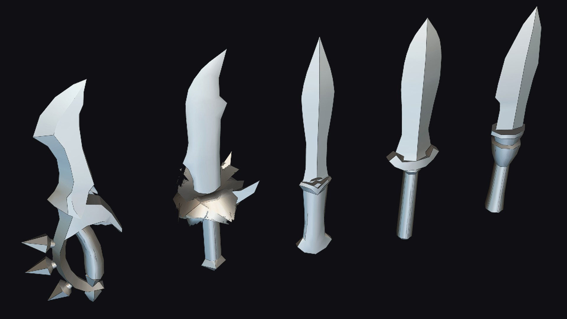 Dagger Edged Weapon Cartoon Medieval Melee Knife Iron Blade Low-poly 3D model_19