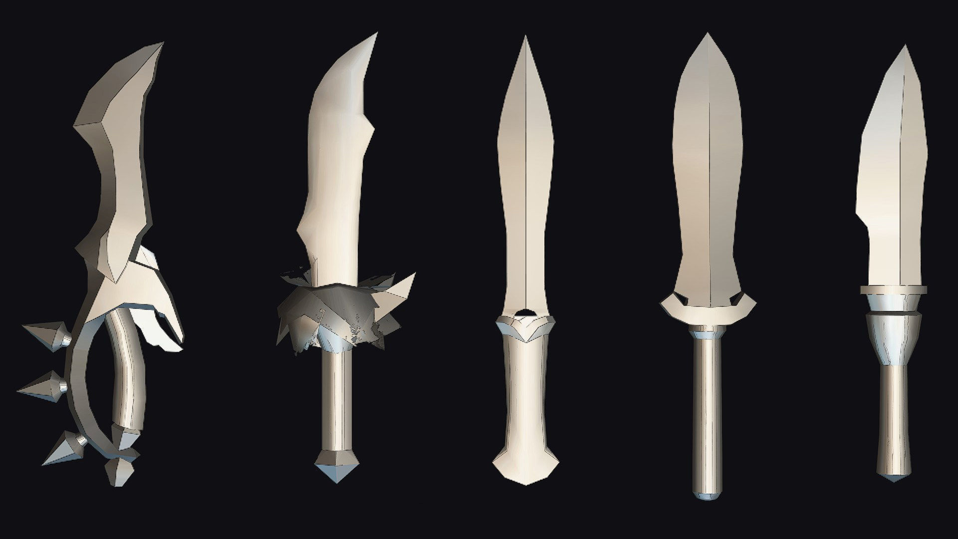 Dagger Edged Weapon Cartoon Medieval Melee Knife Iron Blade Low-poly 3D model_18