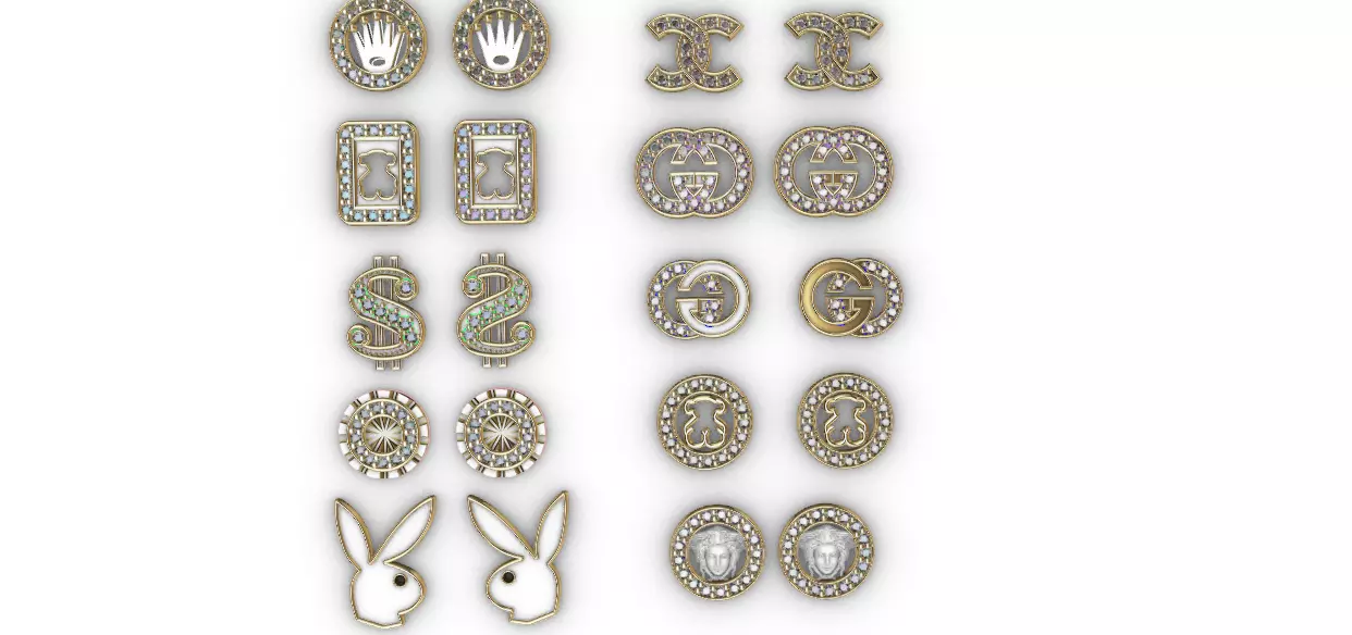 Aretes -Topitos para dama paquete de 10 -v- 3D print model_0