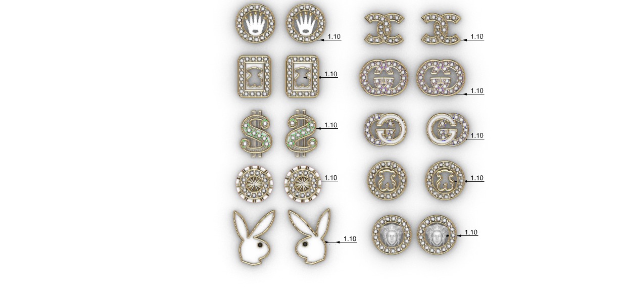 Aretes -Topitos para dama paquete de 10 -v- 3D print model_2