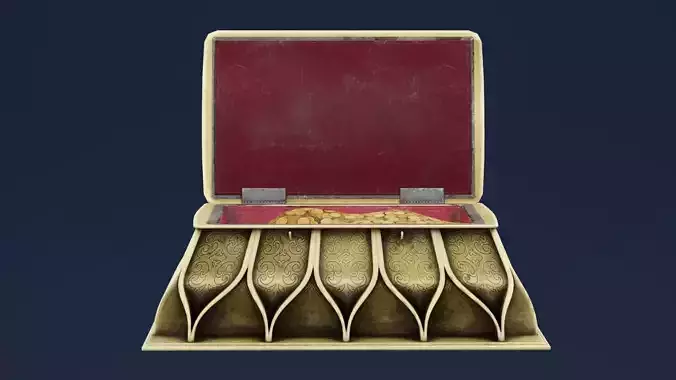 Treasure Filled With Golden Coins Low-poly 3D model