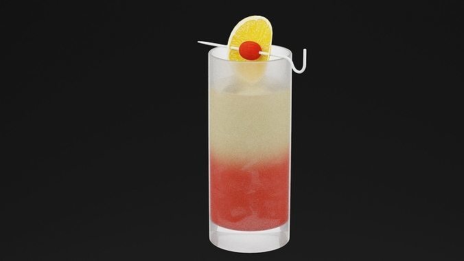 Tequlia Sunrise Cocktail Low-poly 3D model