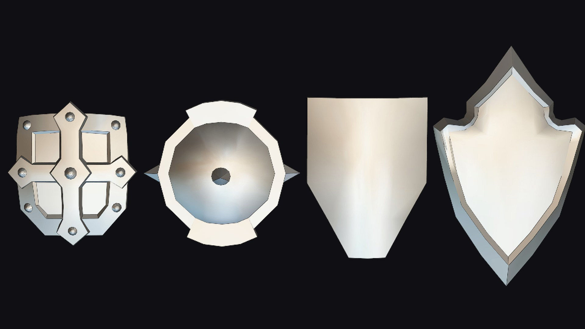 Shield Armor Defense Weapon Cartoon Medieval Melee Board Low-poly 3D model_16