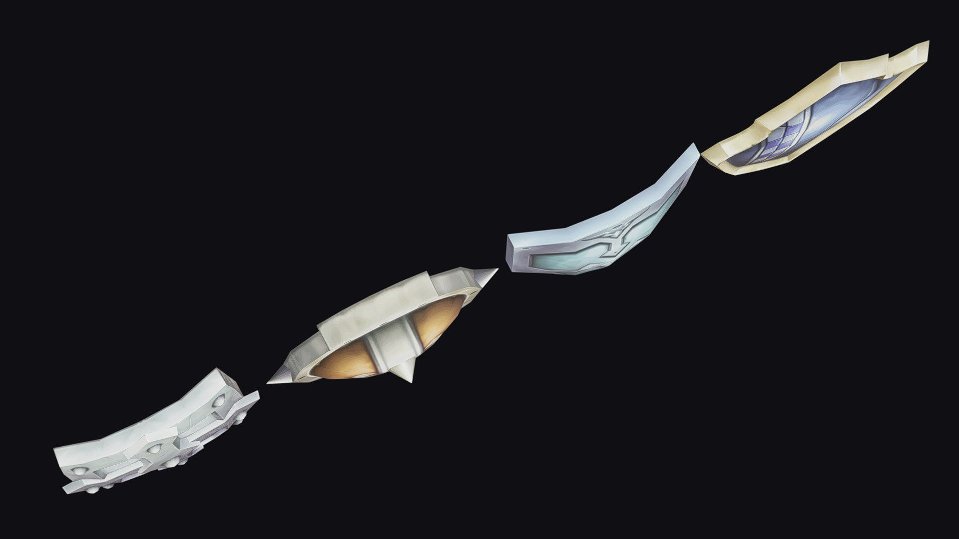 Shield Armor Defense Weapon Cartoon Medieval Melee Board Low-poly 3D model_7