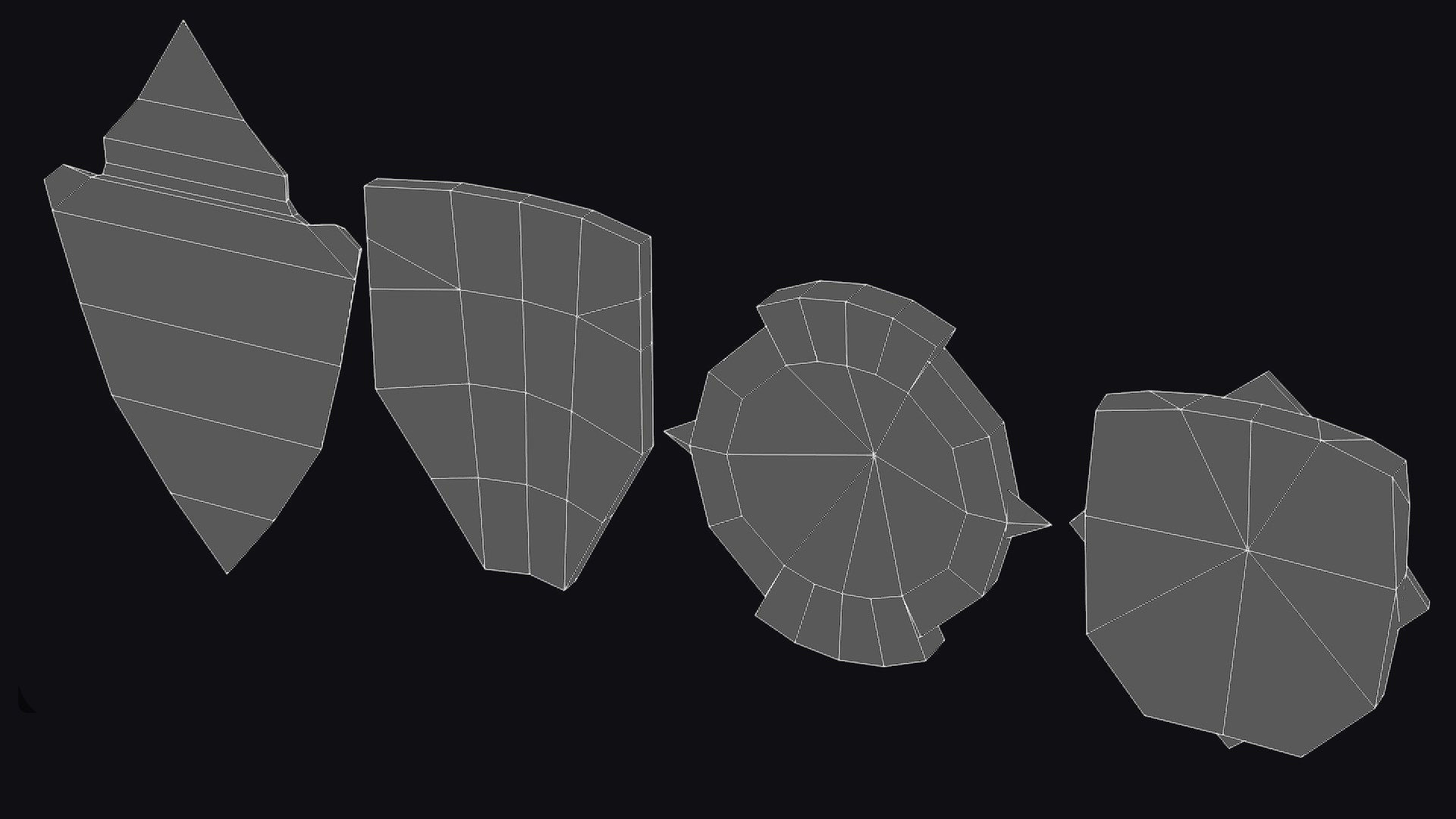 Shield Armor Defense Weapon Cartoon Medieval Melee Board Low-poly 3D model_13