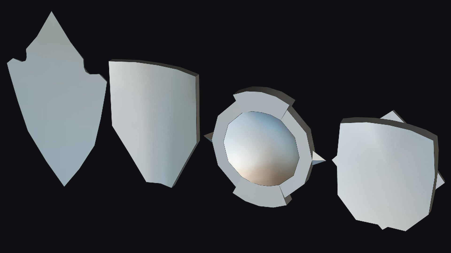 Shield Armor Defense Weapon Cartoon Medieval Melee Board Low-poly 3D model_15