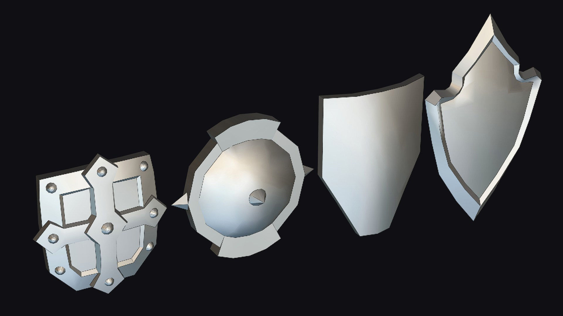Shield Armor Defense Weapon Cartoon Medieval Melee Board Low-poly 3D model_14