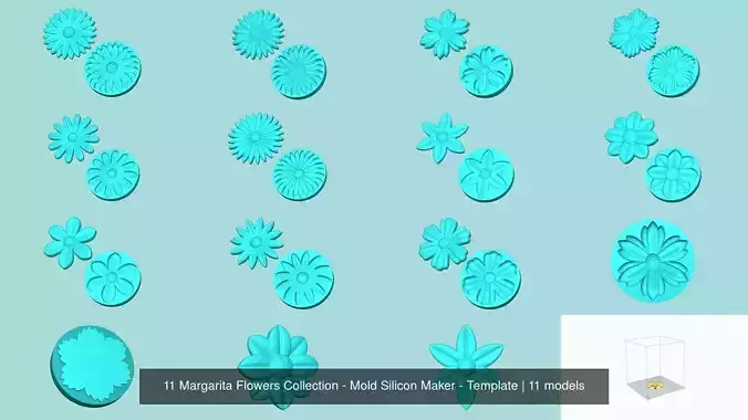 11 Margarita Flowers Collection - Mold Silicon Maker - Template