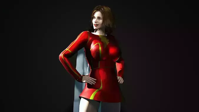Mary Marvel Low-poly 3D model