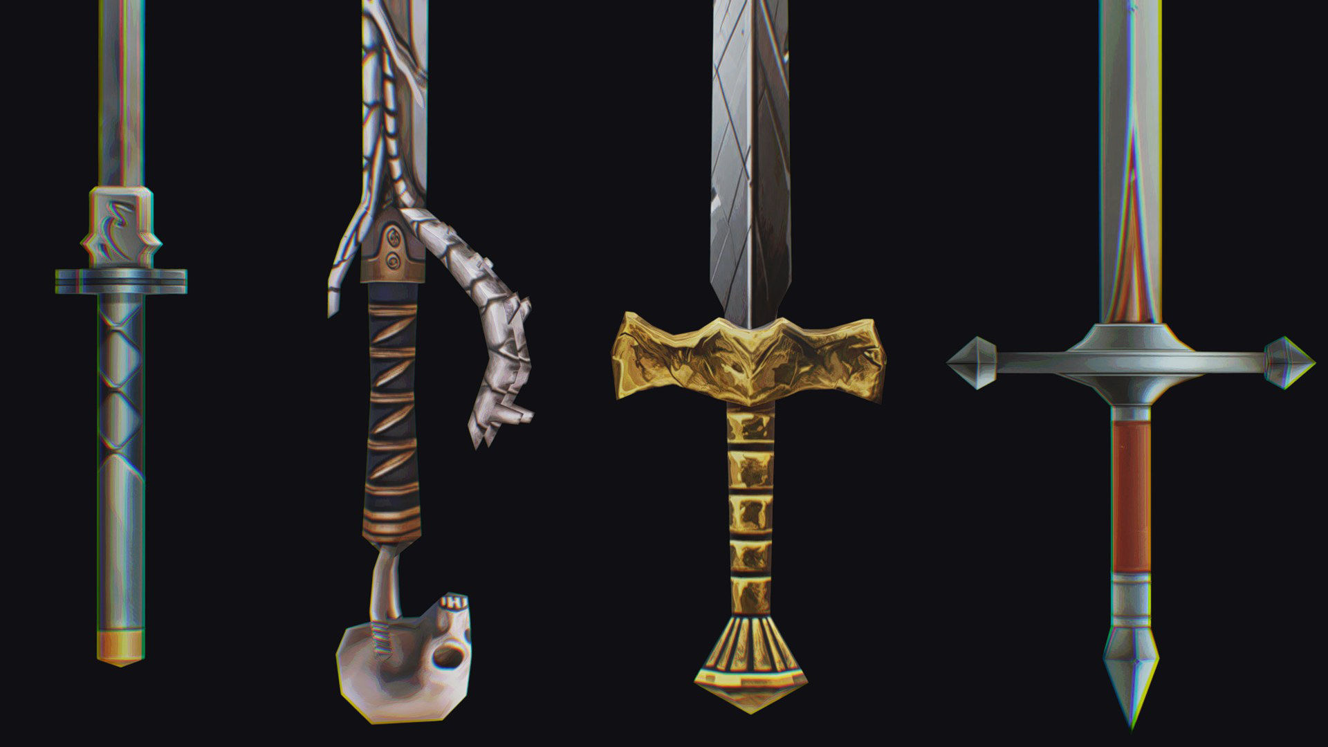 Sword Edged Weapon One Handed Medieval Melee Knife Iron Blade Low-poly 3D model_10