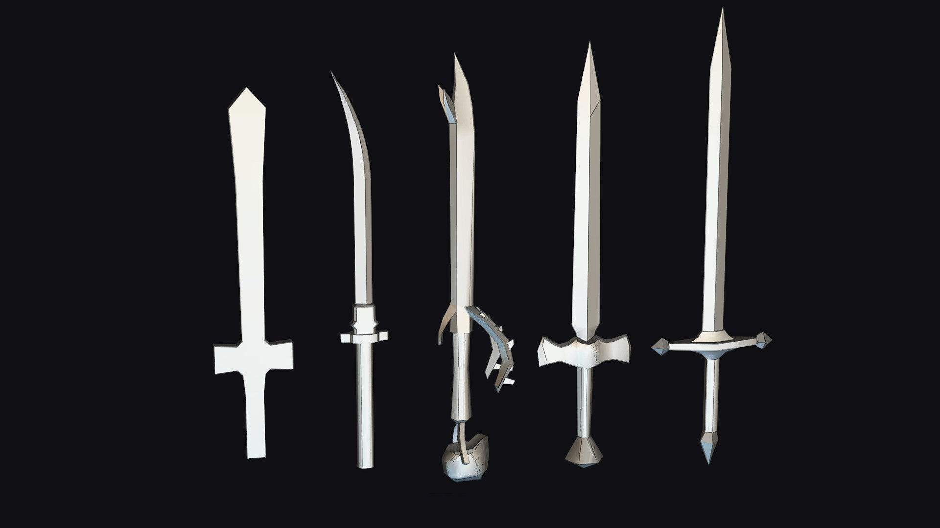 Sword Edged Weapon One Handed Medieval Melee Knife Iron Blade Low-poly 3D model_15