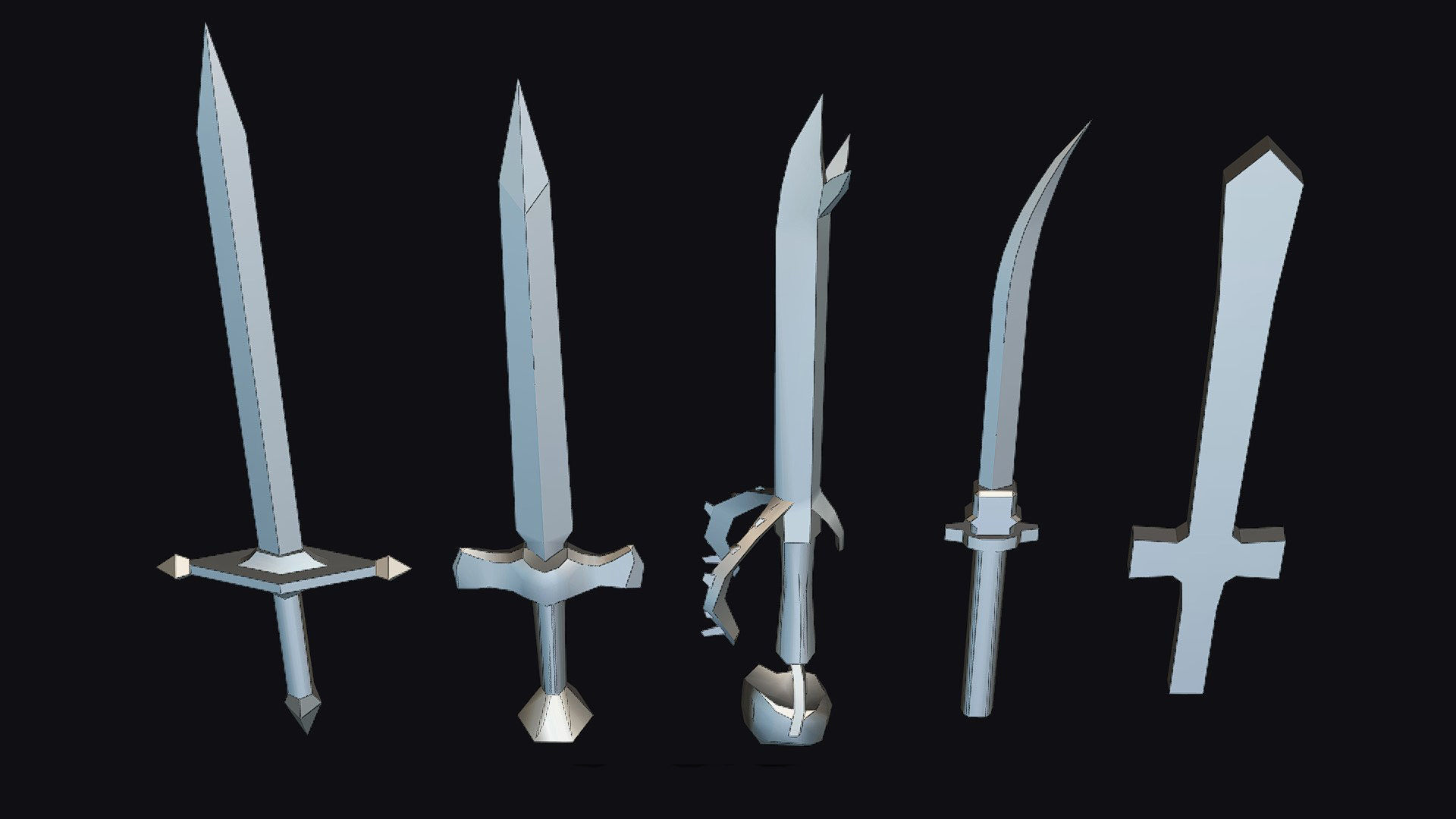 Sword Edged Weapon One Handed Medieval Melee Knife Iron Blade Low-poly 3D model_17