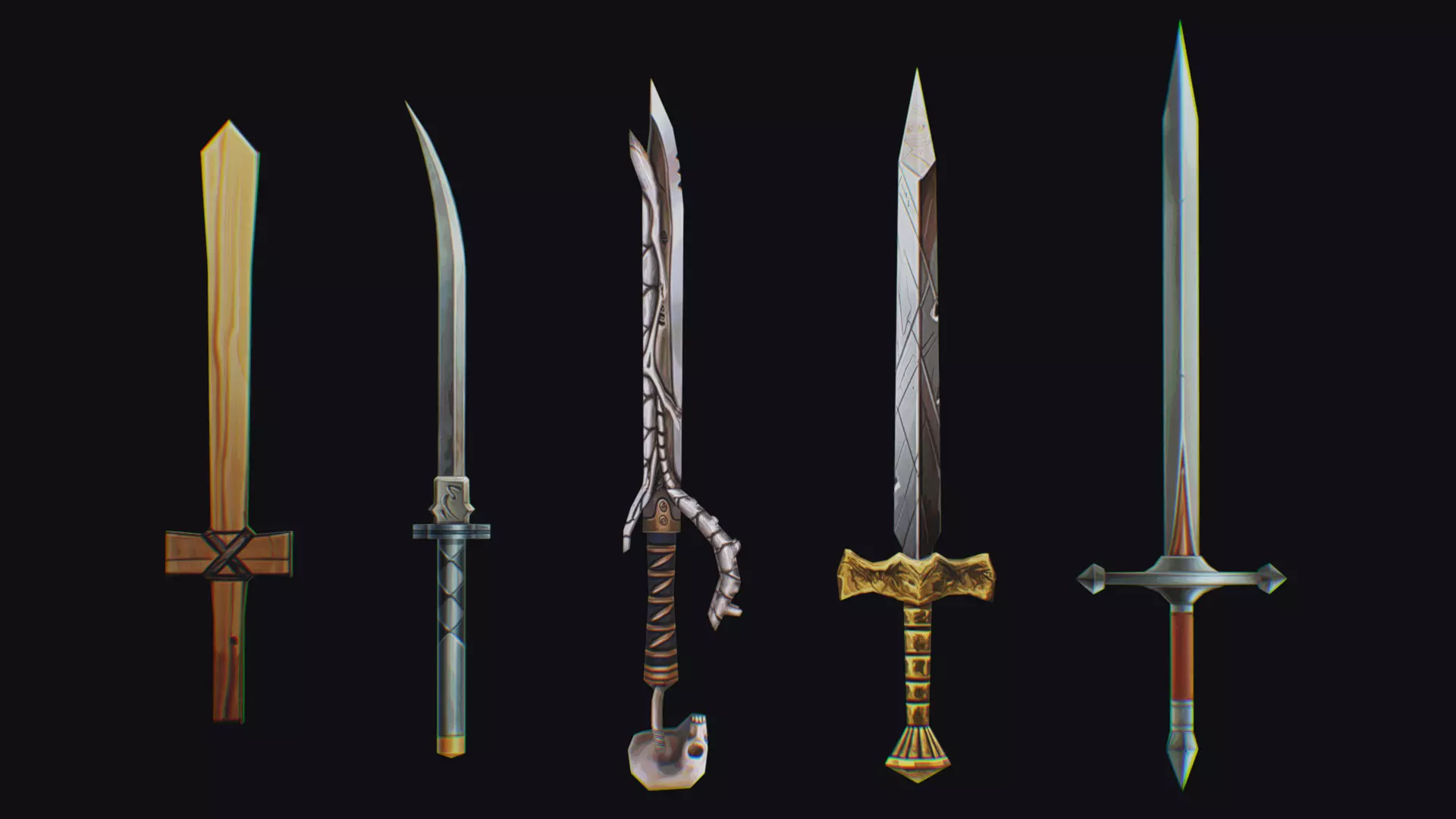 Sword Edged Weapon One Handed Medieval Melee Knife Iron Blade Low-poly 3D model_0