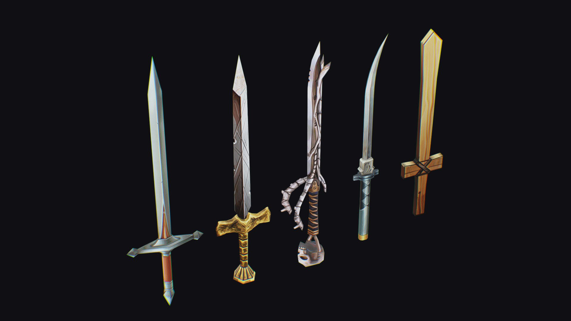 Sword Edged Weapon One Handed Medieval Melee Knife Iron Blade Low-poly 3D model_6