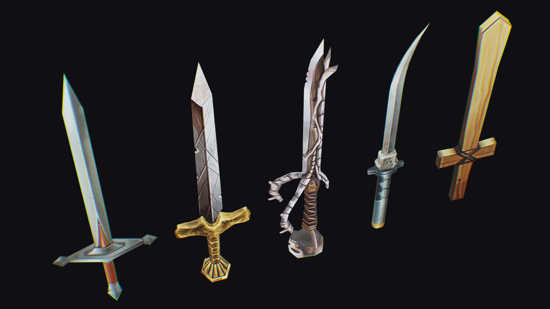 Sword Edged Weapon One Handed Medieval Melee Knife Iron Blade Low-poly 3D model_7