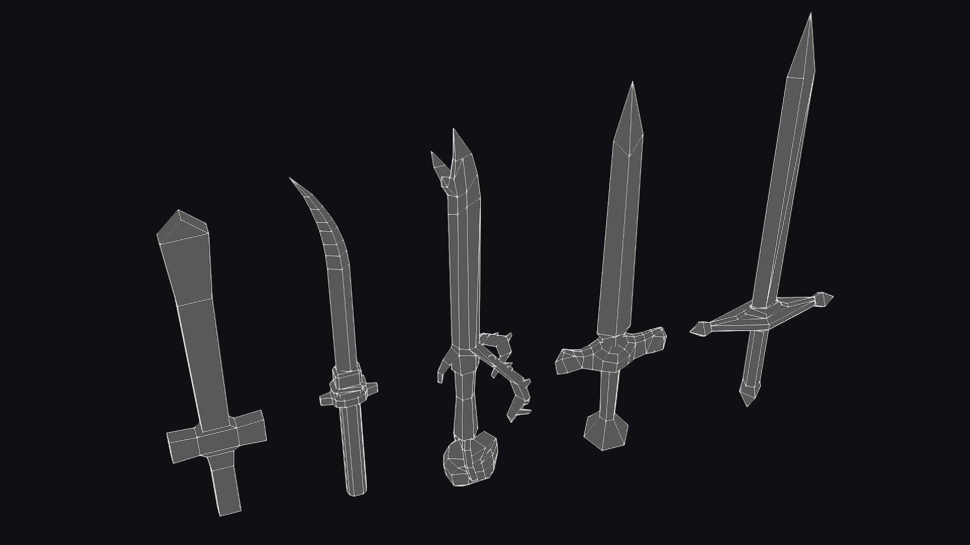 Sword Edged Weapon One Handed Medieval Melee Knife Iron Blade Low-poly 3D model_14