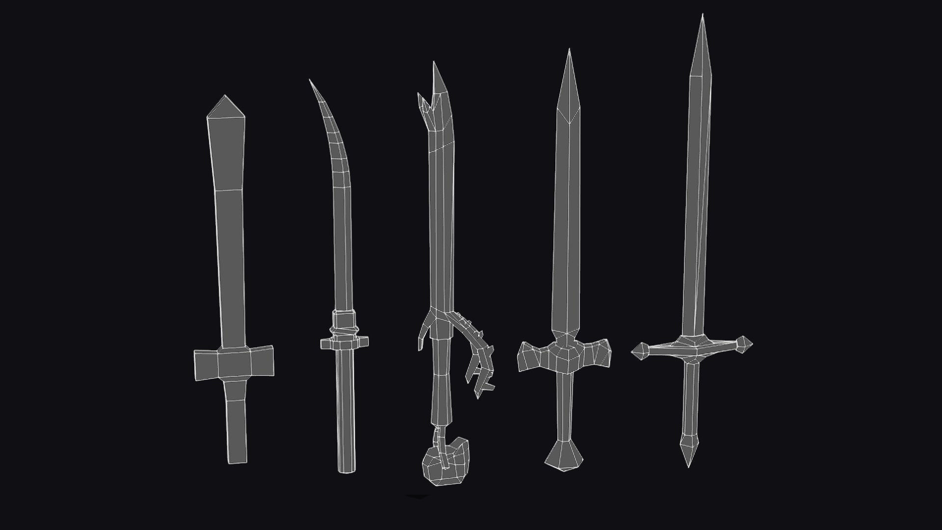 Sword Edged Weapon One Handed Medieval Melee Knife Iron Blade Low-poly 3D model_13