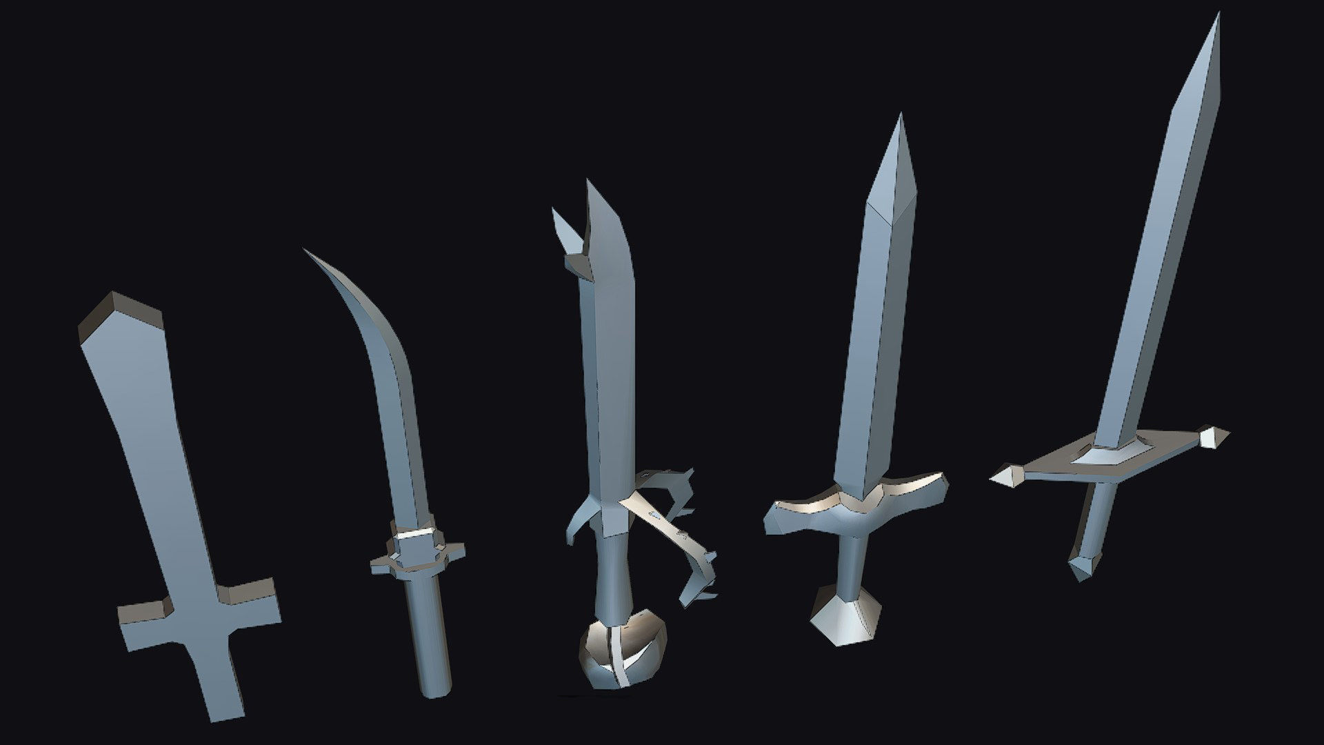 Sword Edged Weapon One Handed Medieval Melee Knife Iron Blade Low-poly 3D model_16