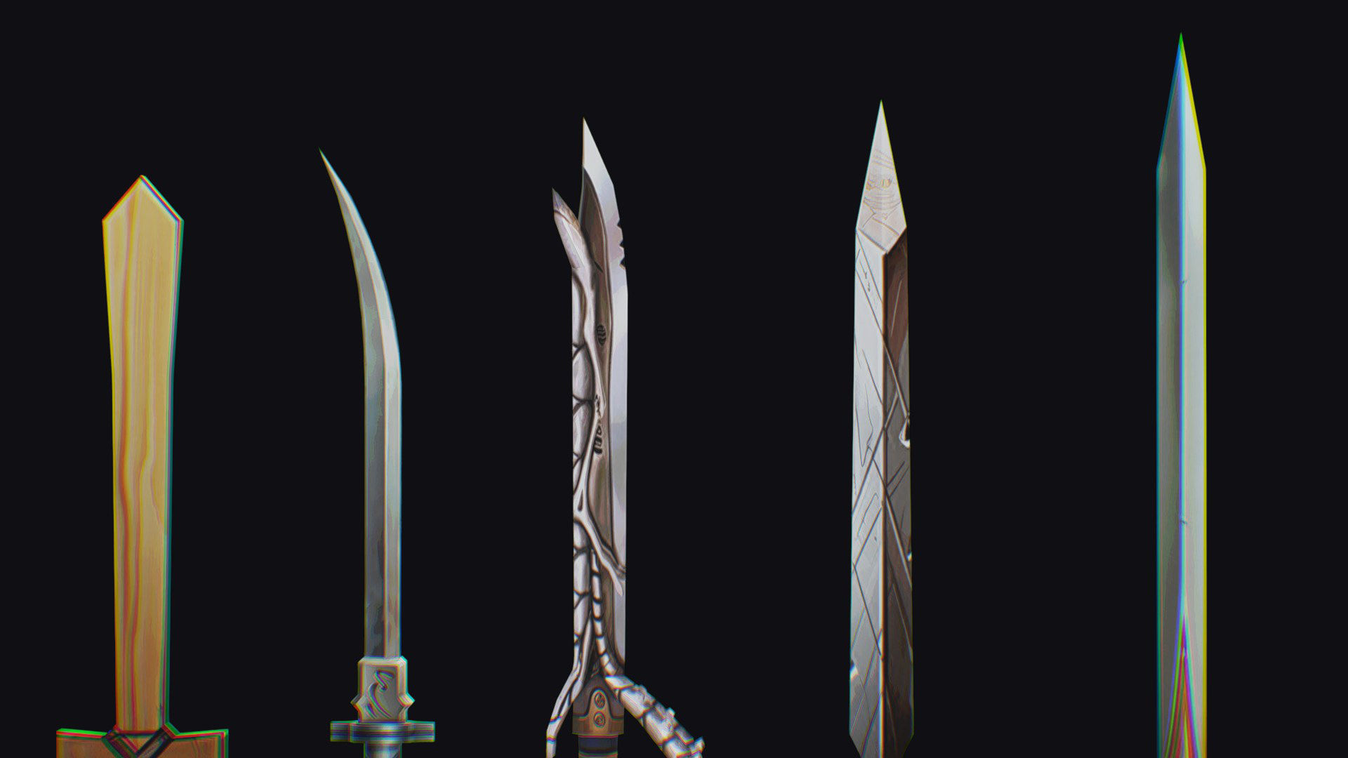 Sword Edged Weapon One Handed Medieval Melee Knife Iron Blade Low-poly 3D model_11