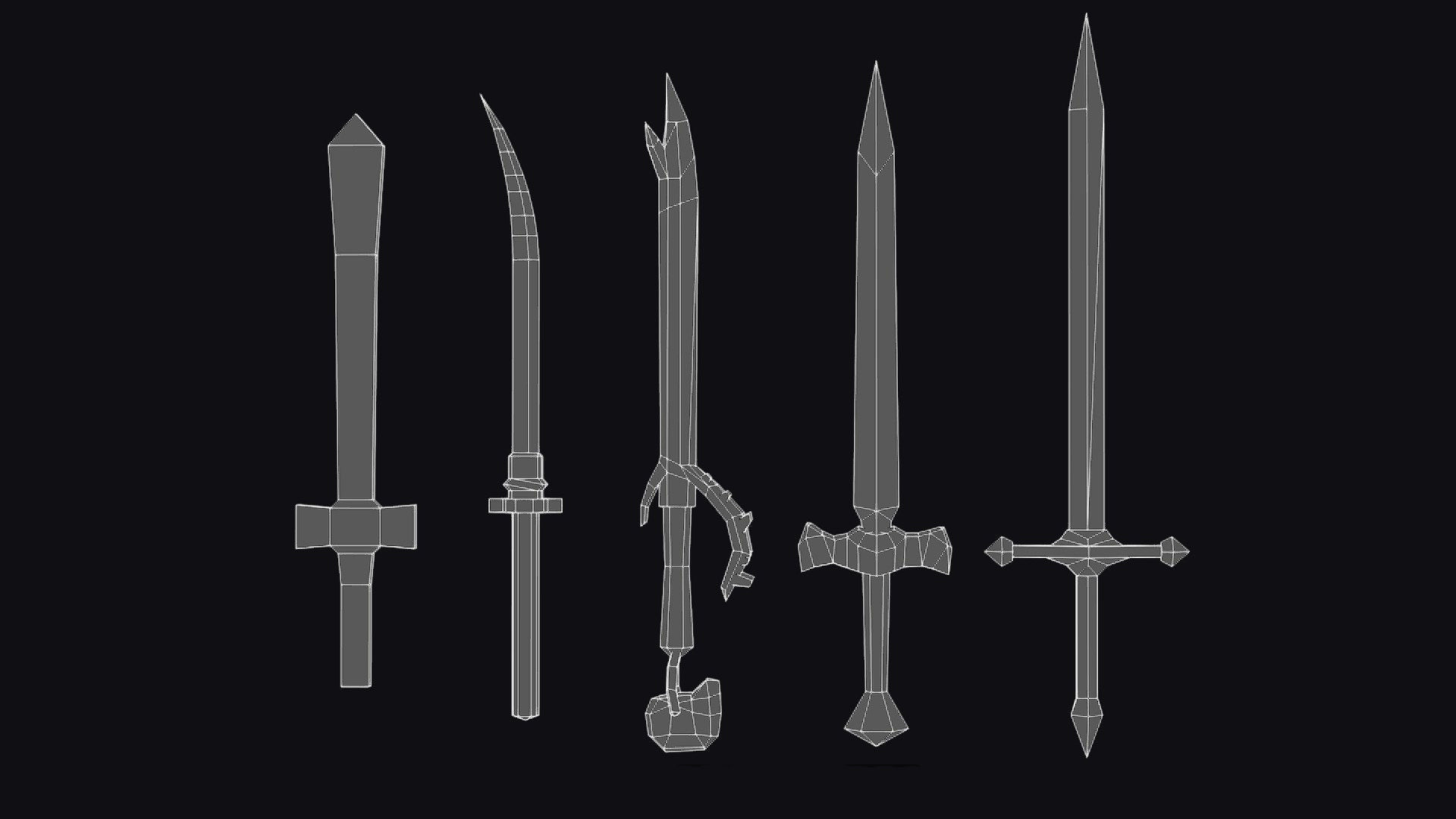 Sword Edged Weapon One Handed Medieval Melee Knife Iron Blade Low-poly 3D model_12