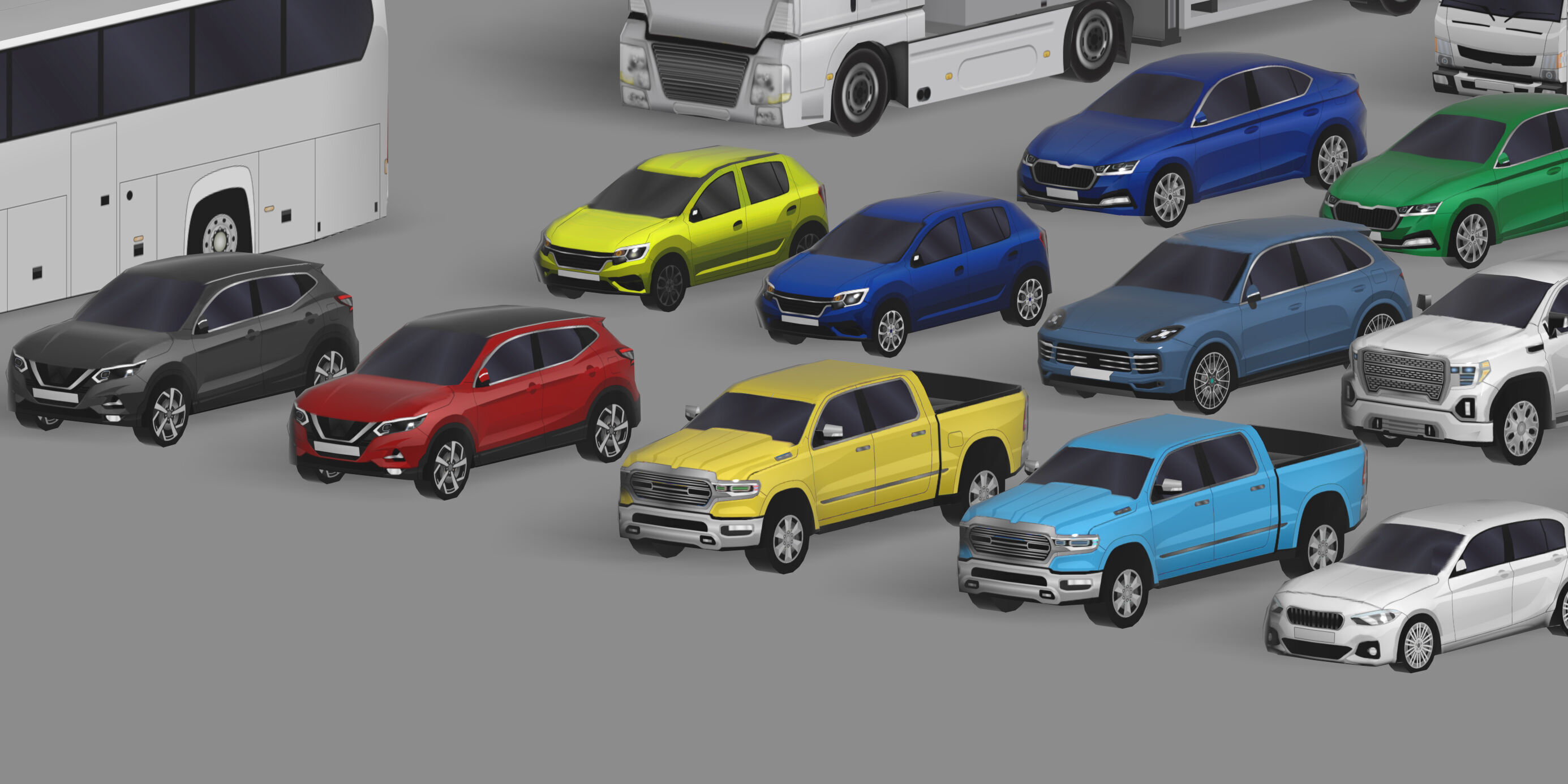 28 Lowpoly Realistic Background Vehicles Low-poly 3D model_3