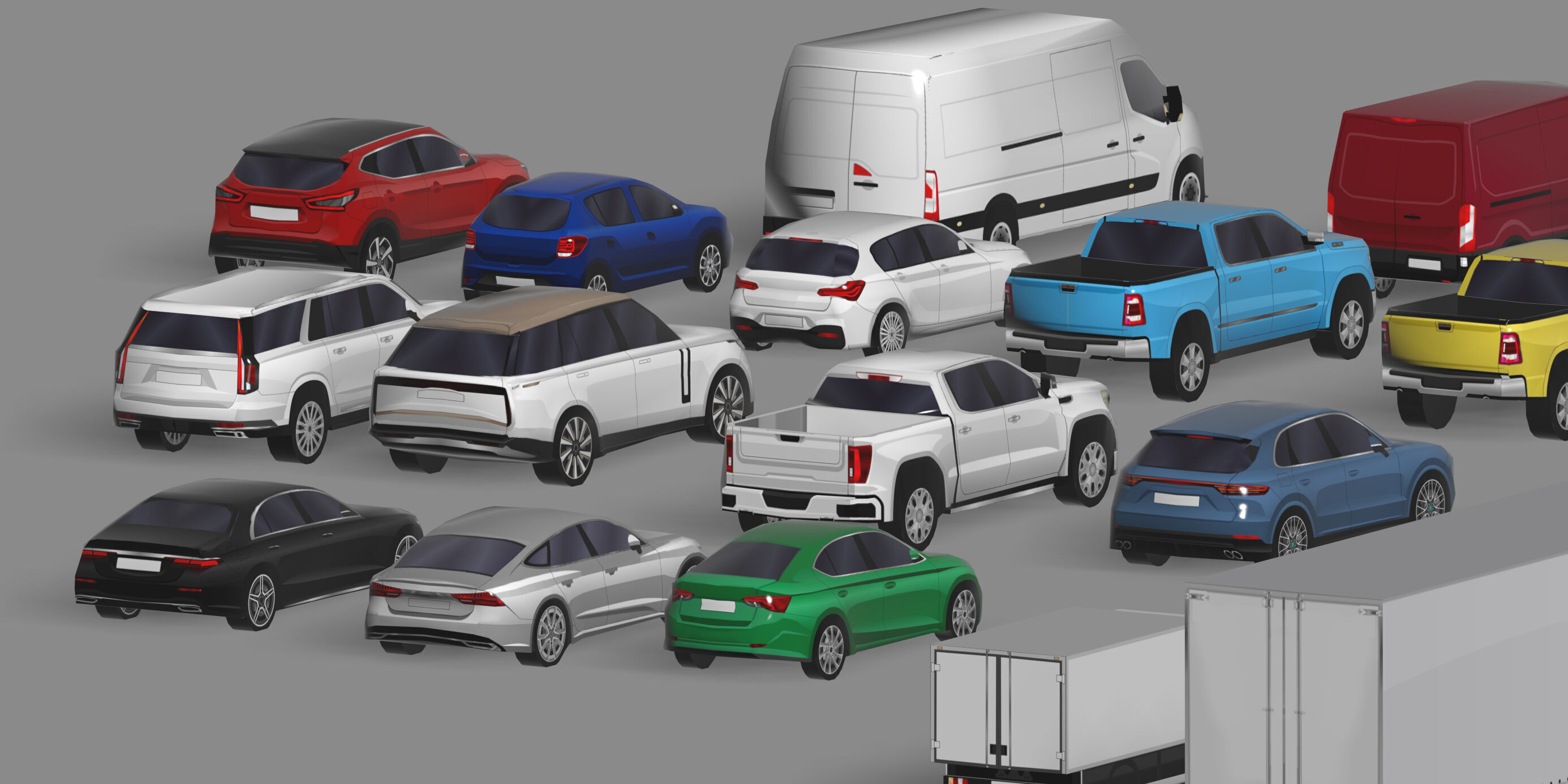 28 Lowpoly Realistic Background Vehicles Low-poly 3D model_4