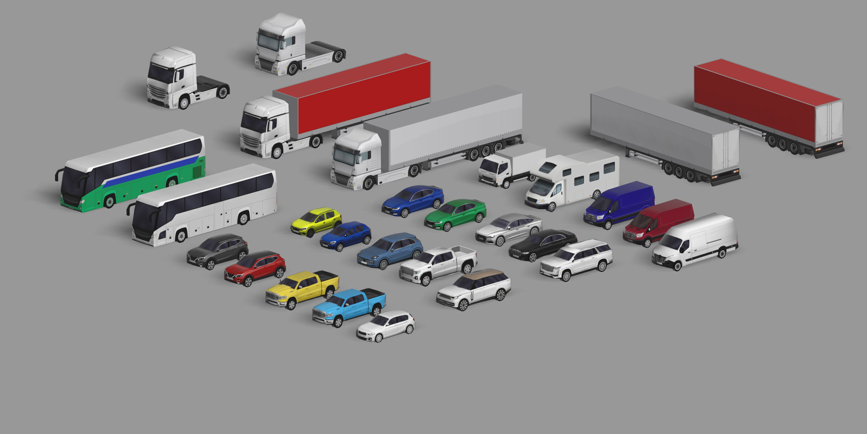 28 Lowpoly Realistic Background Vehicles Low-poly 3D model_1