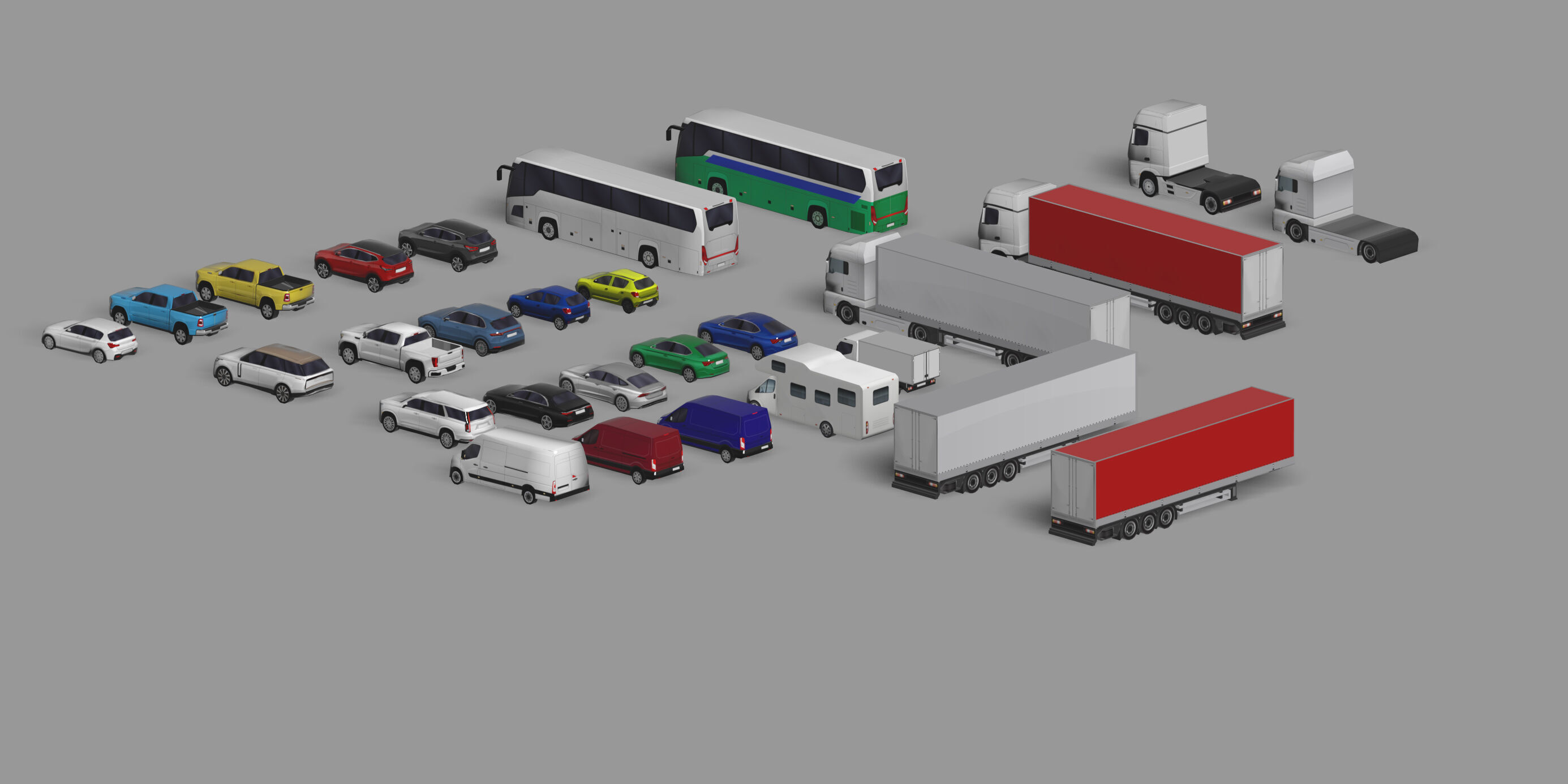 28 Lowpoly Realistic Background Vehicles Low-poly 3D model_2