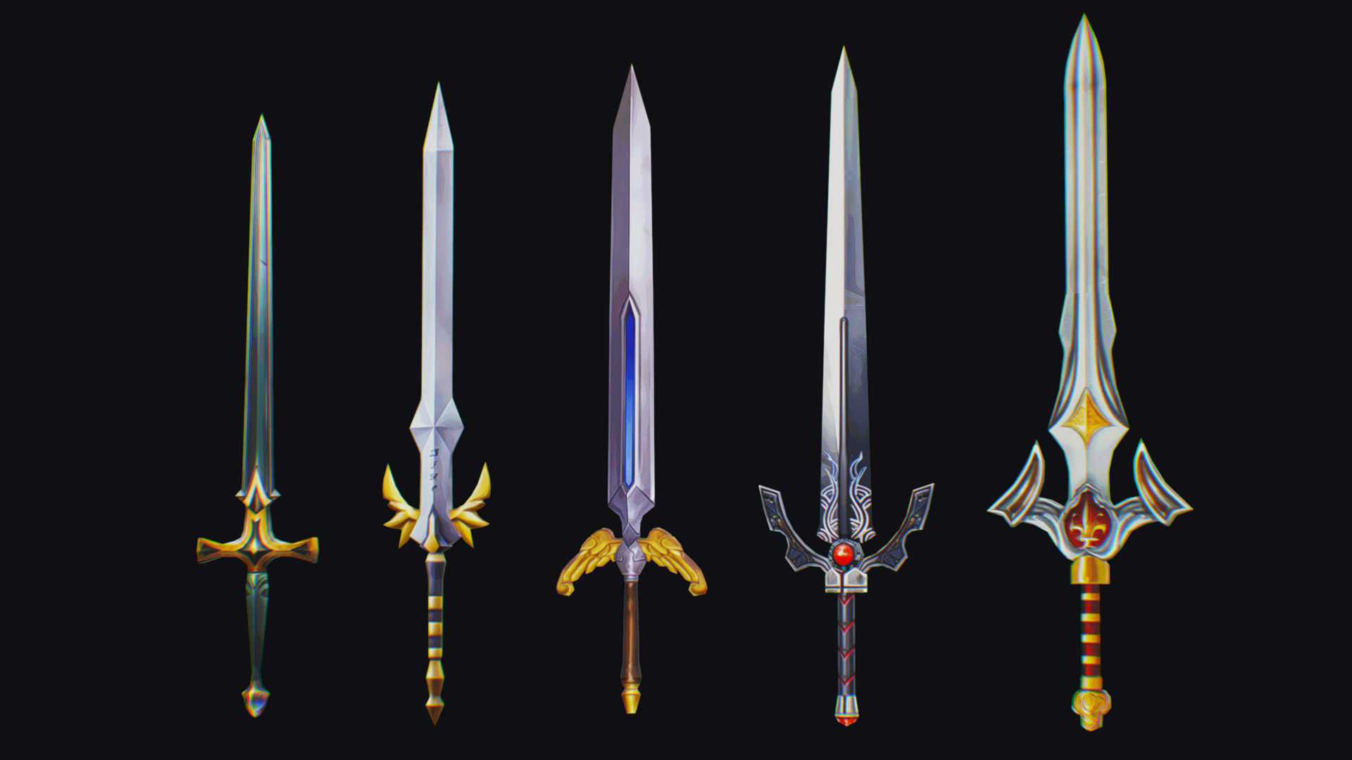 Sword Edged Weapon One Handed Medieval Melee Knife Iron Blade Low-poly 3D model_1