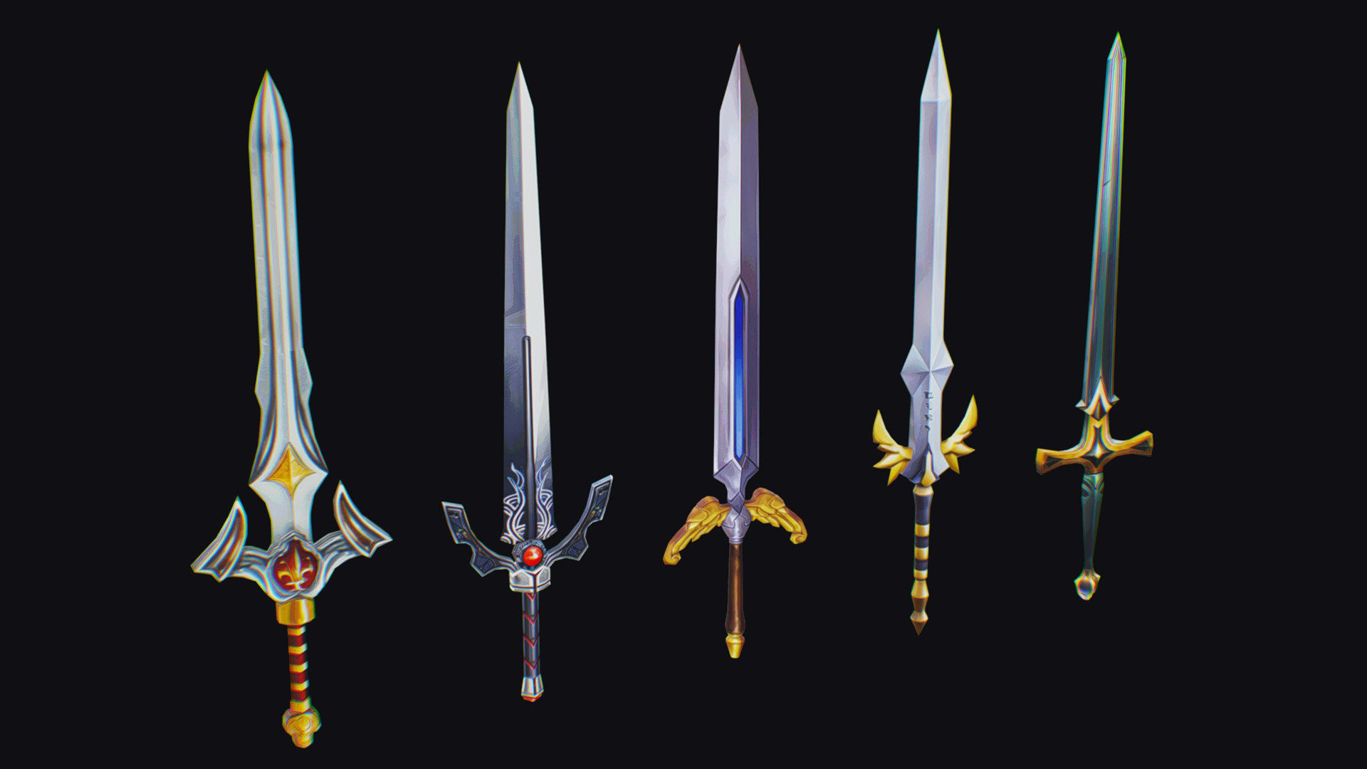 Sword Edged Weapon One Handed Medieval Melee Knife Iron Blade Low-poly 3D model_5