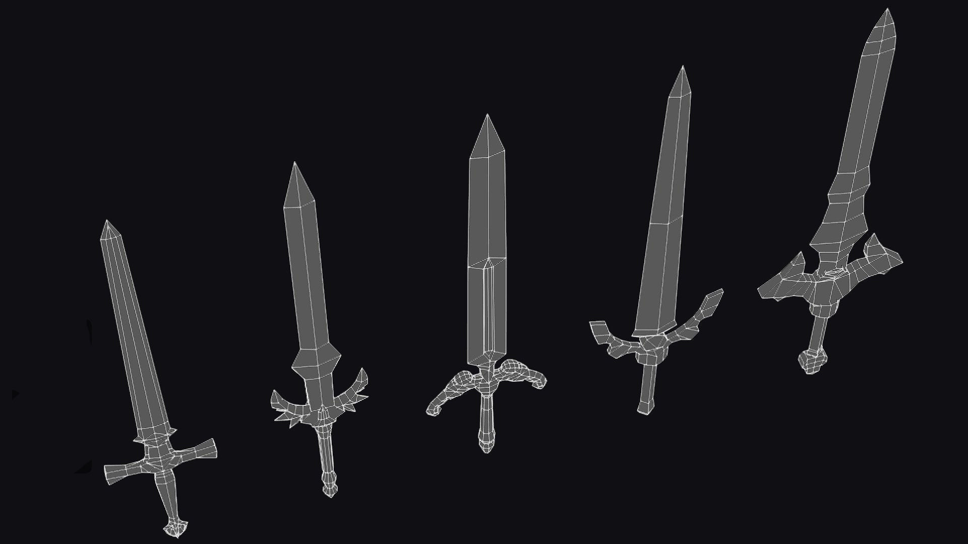 Sword Edged Weapon One Handed Medieval Melee Knife Iron Blade Low-poly 3D model_13