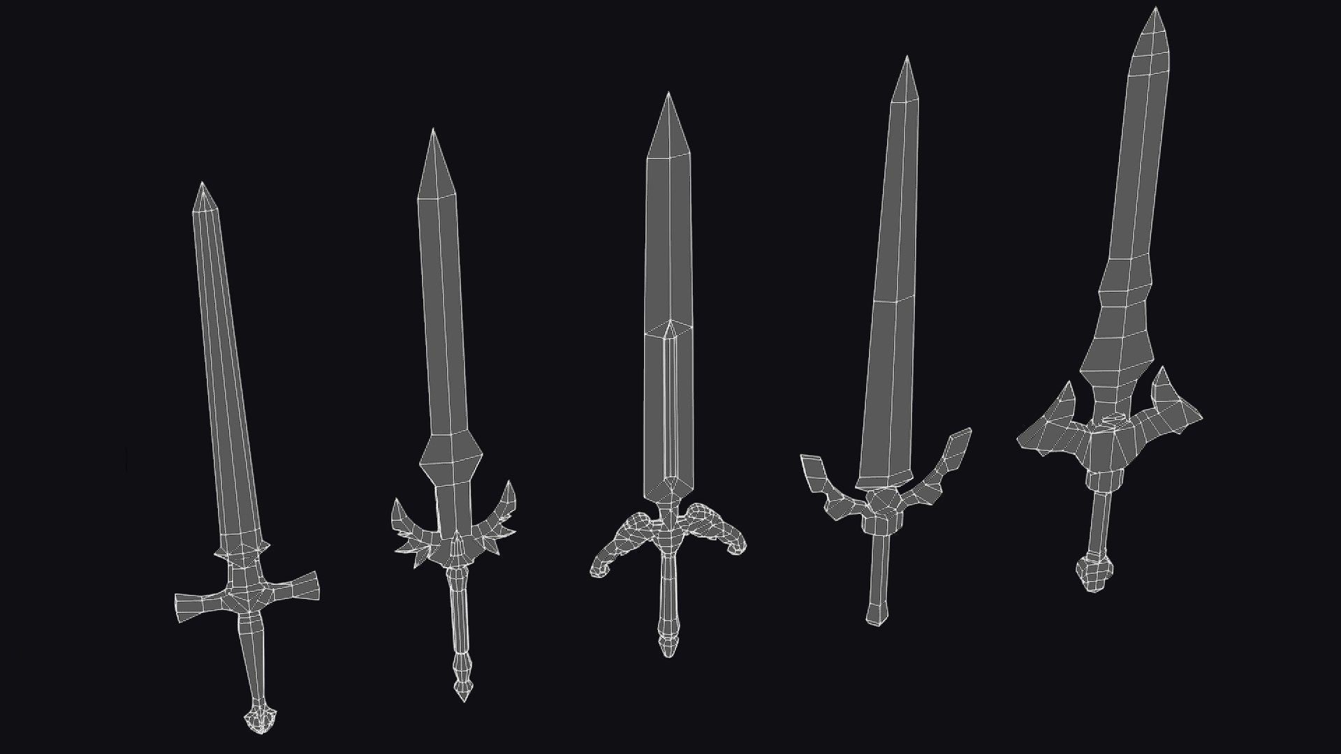 Sword Edged Weapon One Handed Medieval Melee Knife Iron Blade Low-poly 3D model_12