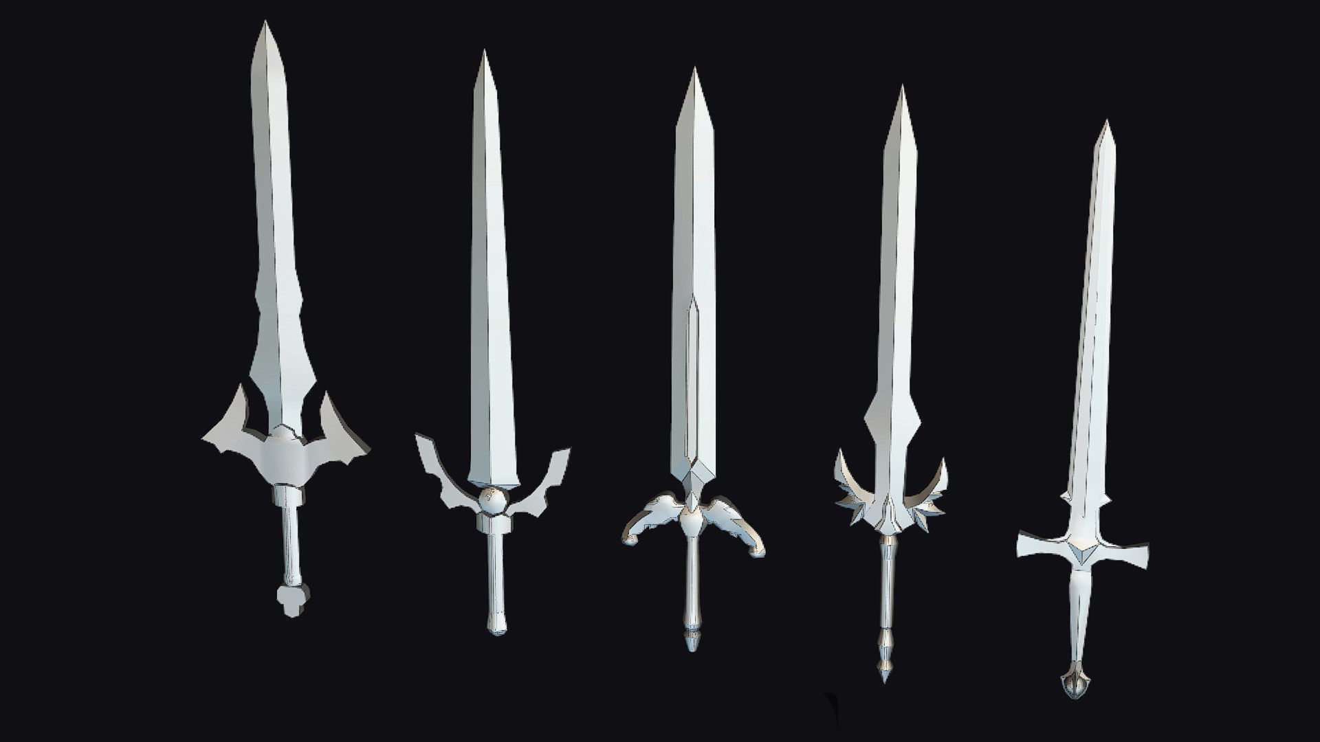 Sword Edged Weapon One Handed Medieval Melee Knife Iron Blade Low-poly 3D model_15