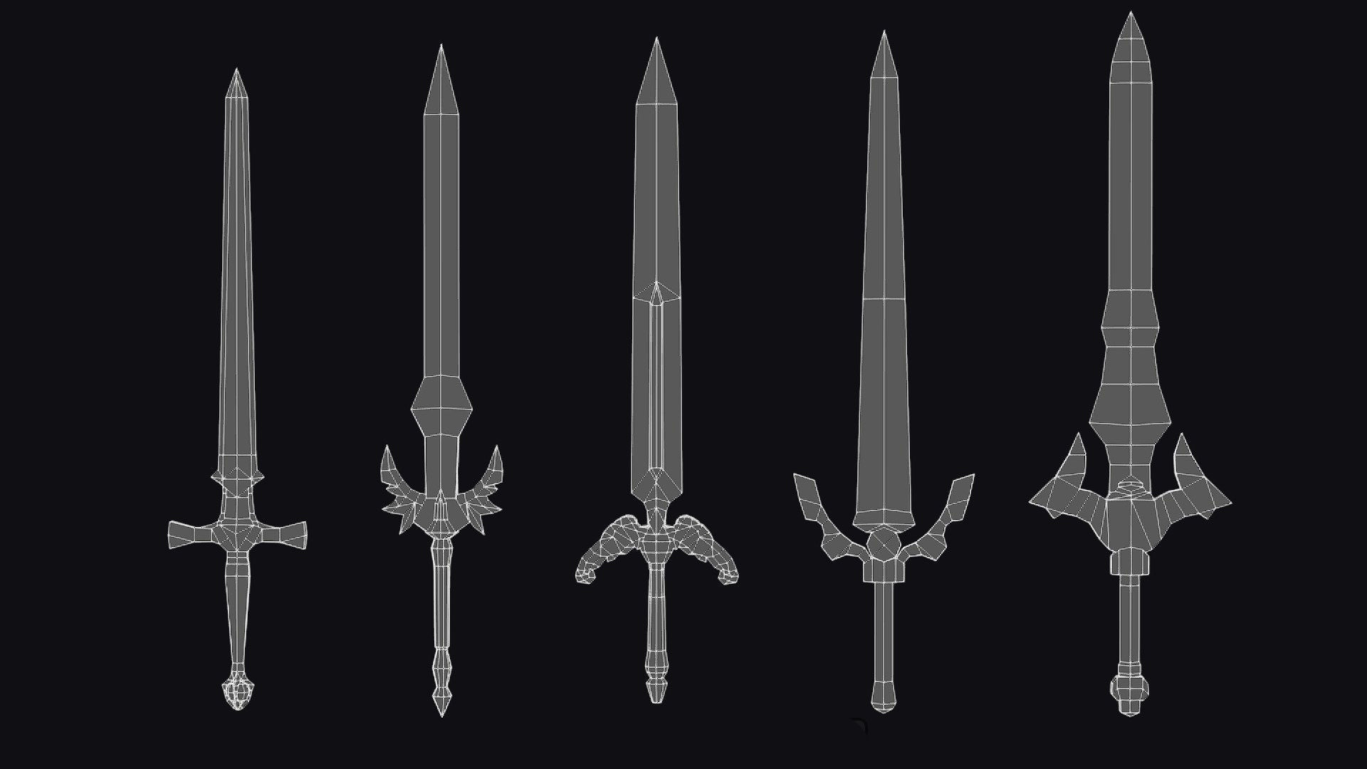 Sword Edged Weapon One Handed Medieval Melee Knife Iron Blade Low-poly 3D model_11