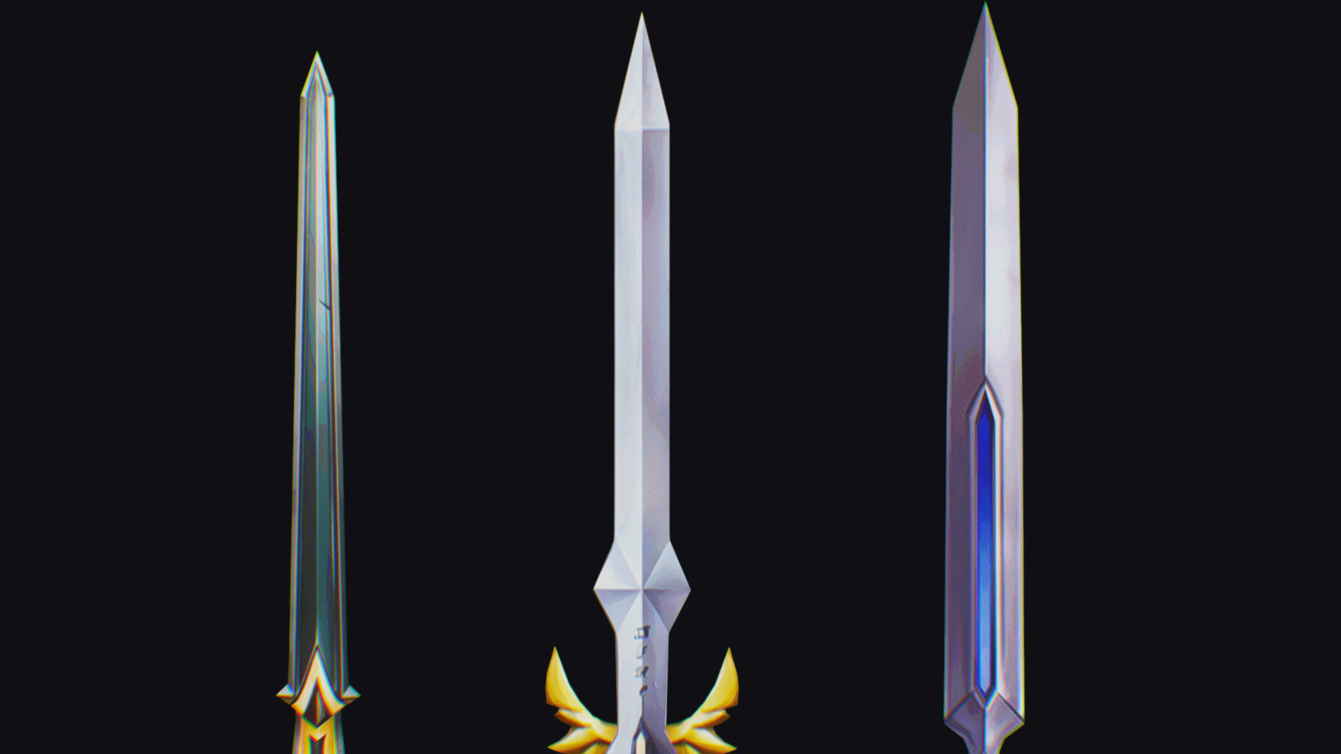 Sword Edged Weapon One Handed Medieval Melee Knife Iron Blade Low-poly 3D model_8