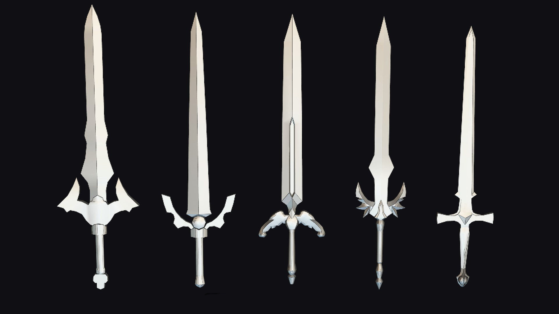 Sword Edged Weapon One Handed Medieval Melee Knife Iron Blade Low-poly 3D model_16