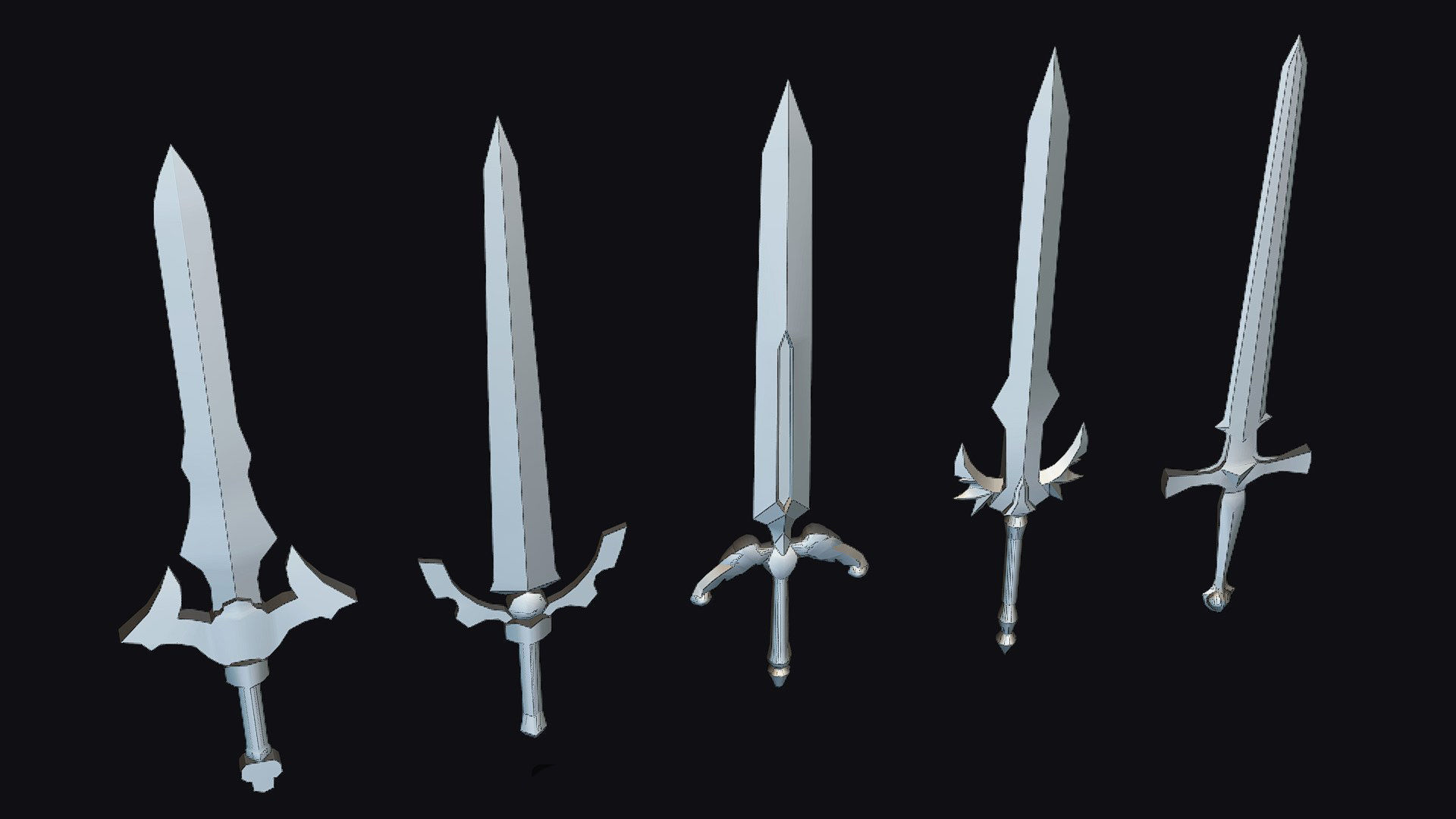 Sword Edged Weapon One Handed Medieval Melee Knife Iron Blade Low-poly 3D model_17