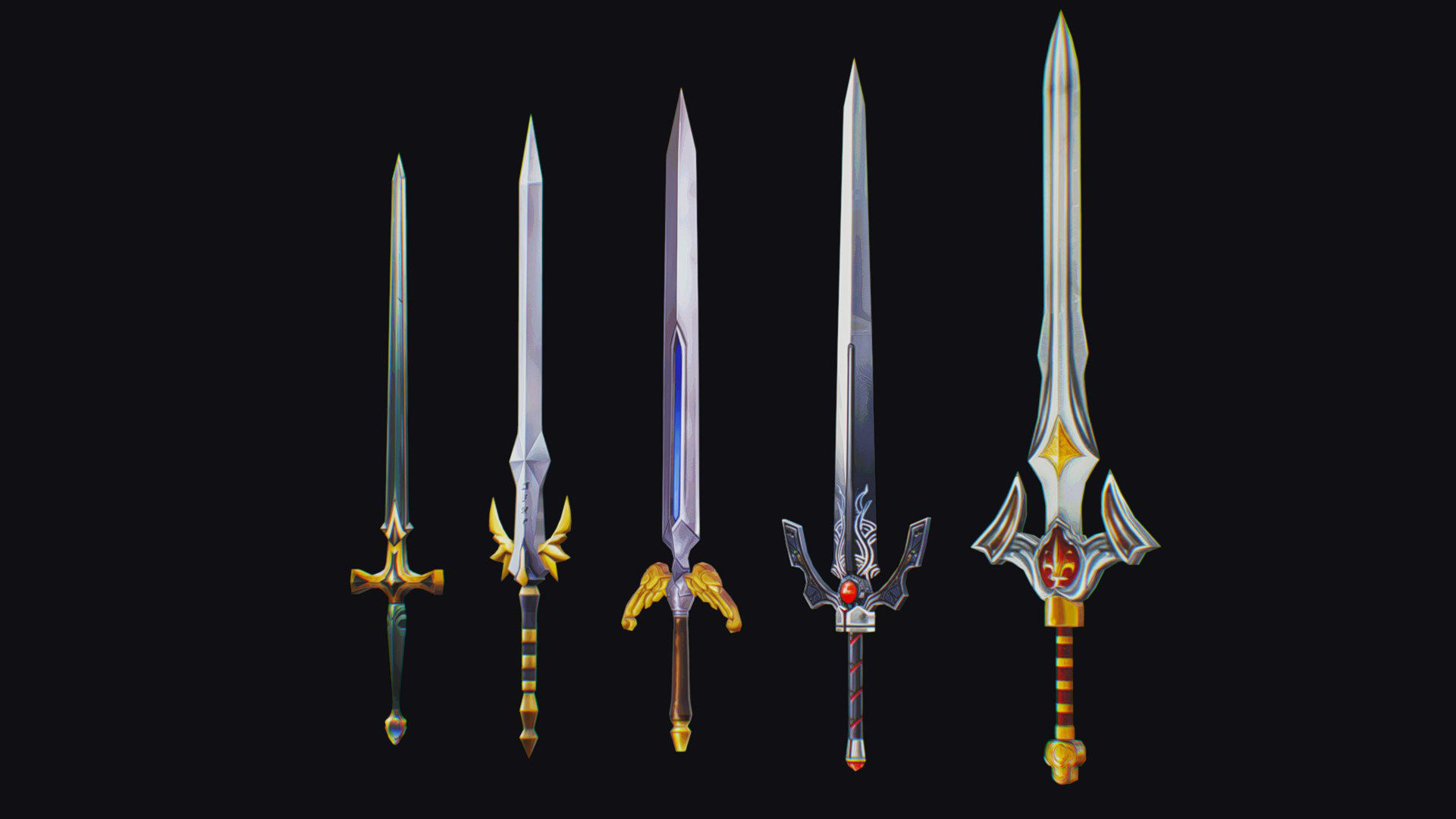 Sword Edged Weapon One Handed Medieval Melee Knife Iron Blade Low-poly 3D model_2