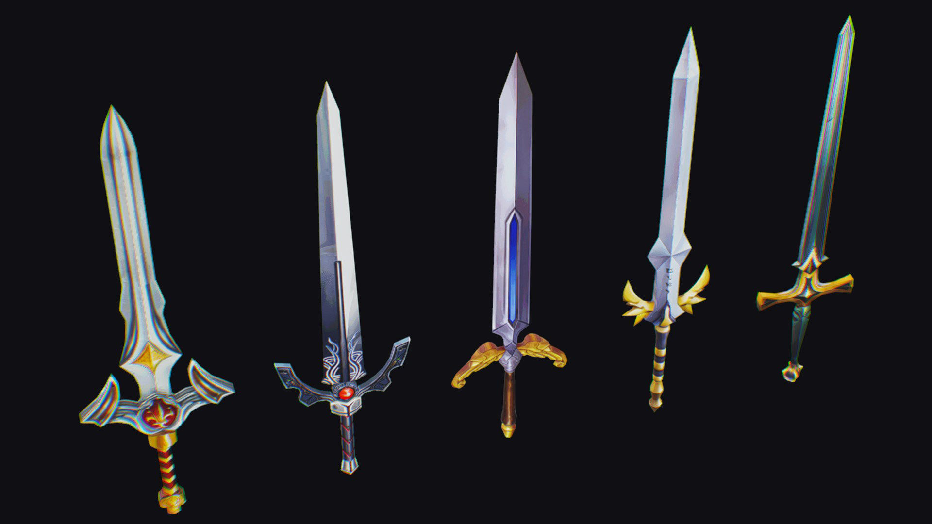 Sword Edged Weapon One Handed Medieval Melee Knife Iron Blade Low-poly 3D model_6