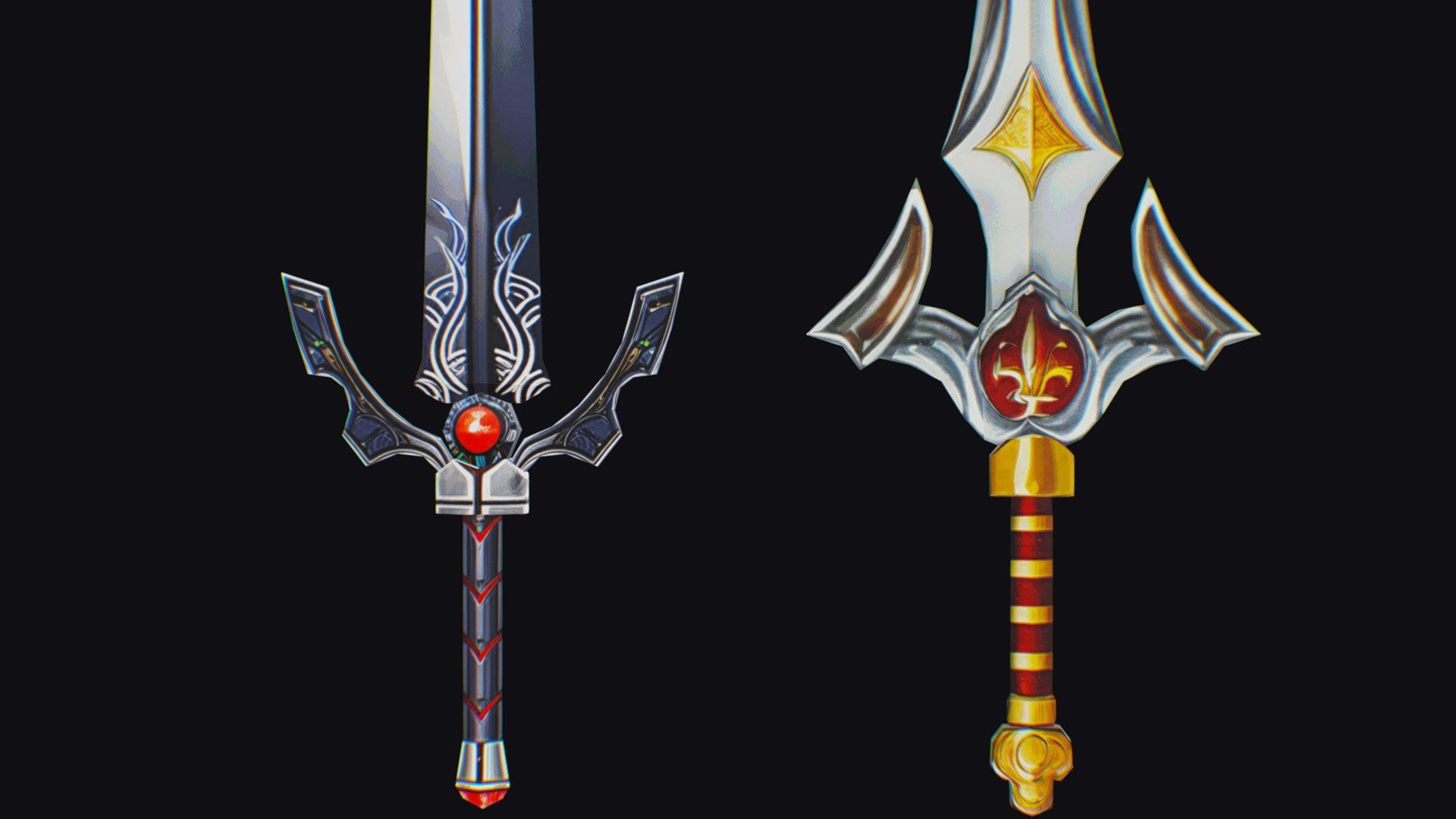 Sword Edged Weapon One Handed Medieval Melee Knife Iron Blade Low-poly 3D model_9