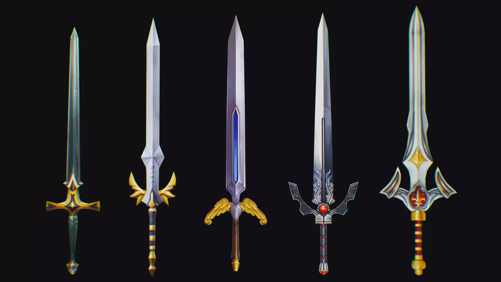 Sword Edged Weapon One Handed Medieval Melee Knife Iron Blade Low-poly 3D model_0