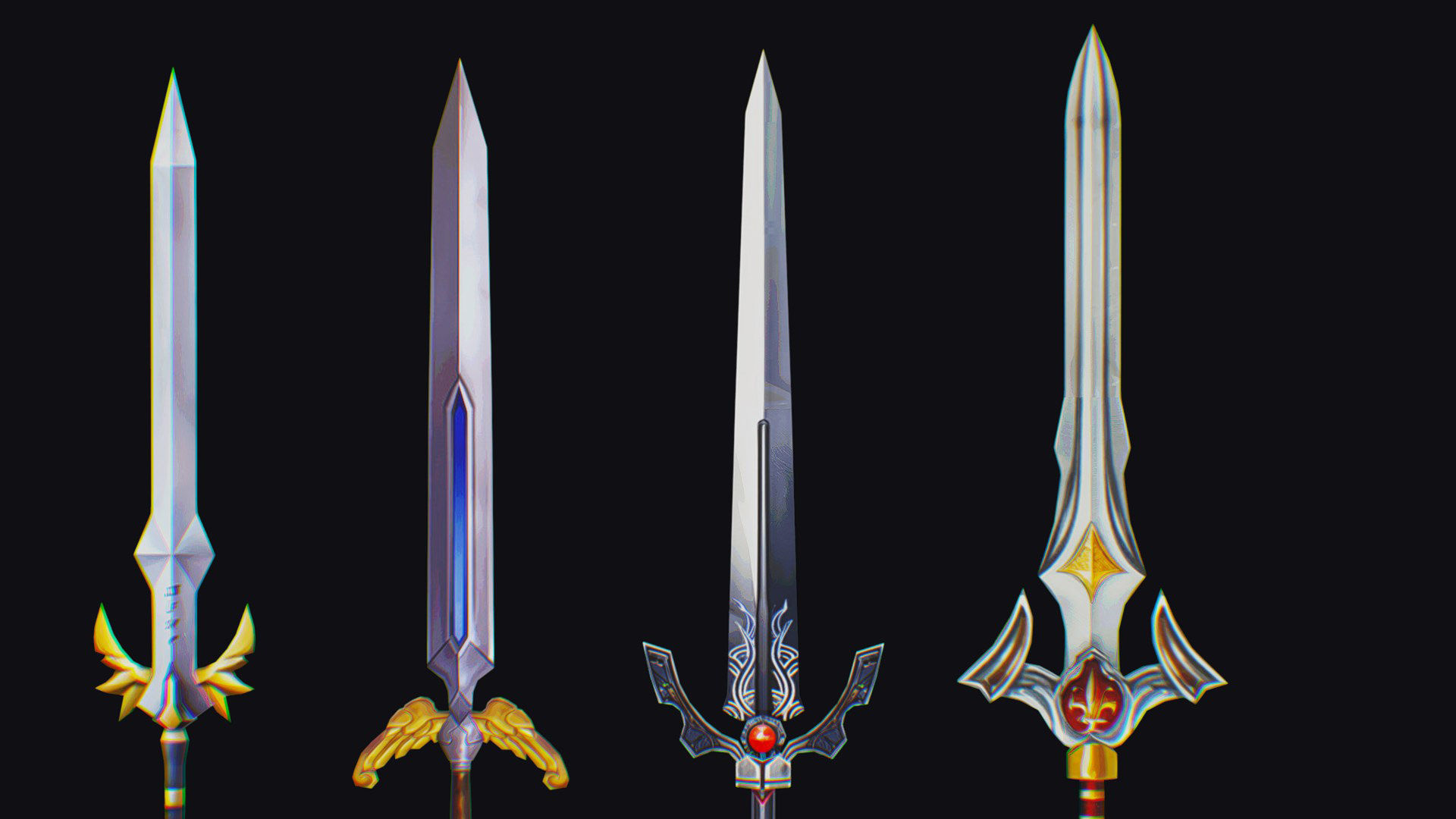 Sword Edged Weapon One Handed Medieval Melee Knife Iron Blade Low-poly 3D model_10