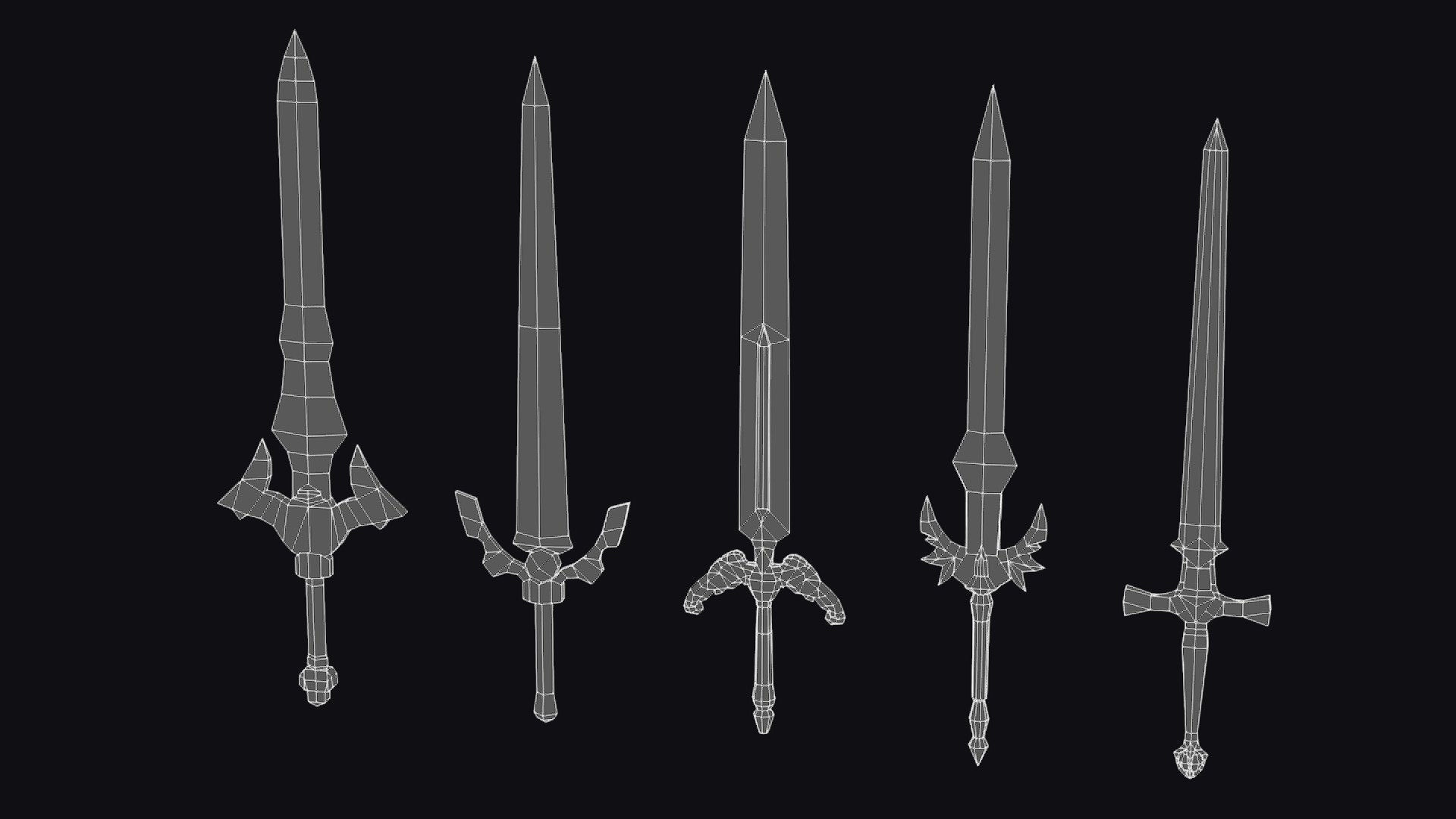 Sword Edged Weapon One Handed Medieval Melee Knife Iron Blade Low-poly 3D model_14