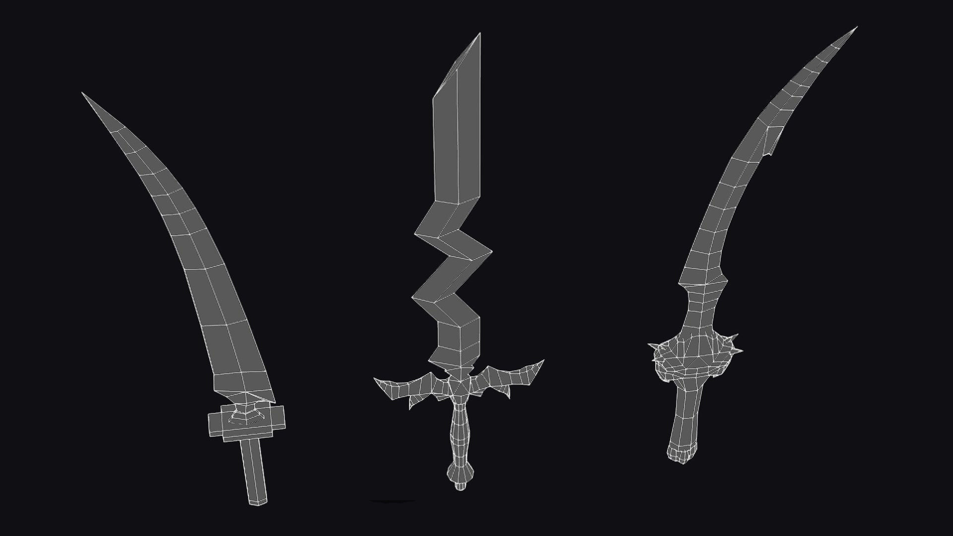 Sword Edged Weapon One Handed Medieval Melee Knife Iron Blade Low-poly 3D model_17