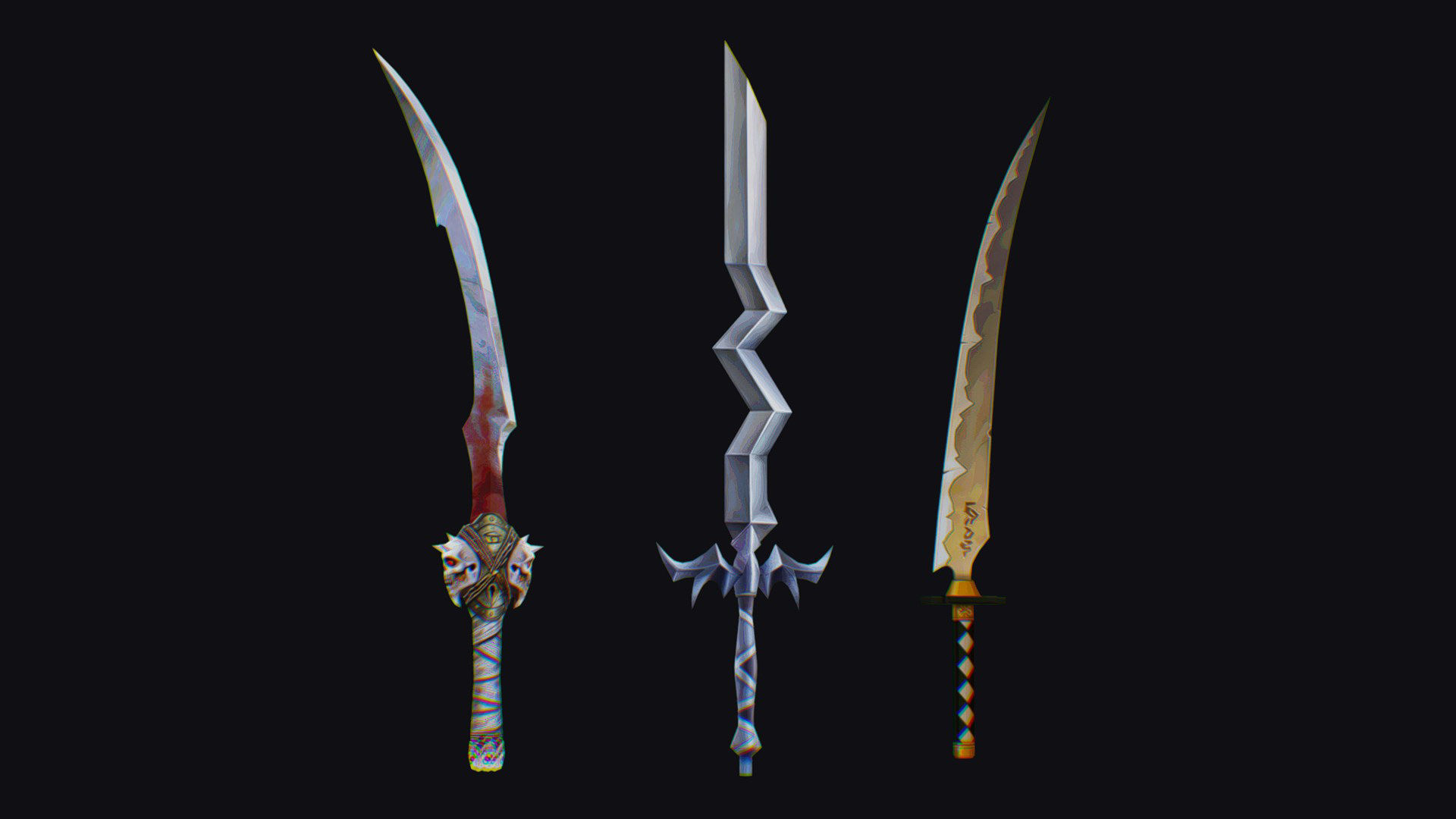 Sword Edged Weapon One Handed Medieval Melee Knife Iron Blade Low-poly 3D model_1