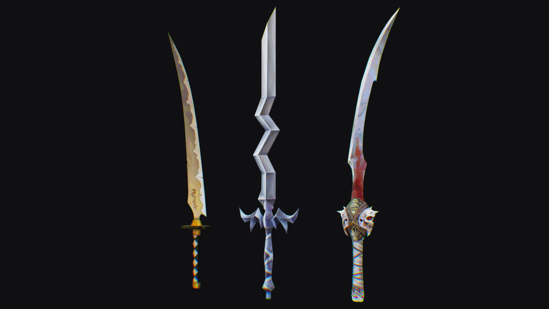 Sword Edged Weapon One Handed Medieval Melee Knife Iron Blade Low-poly 3D model_5