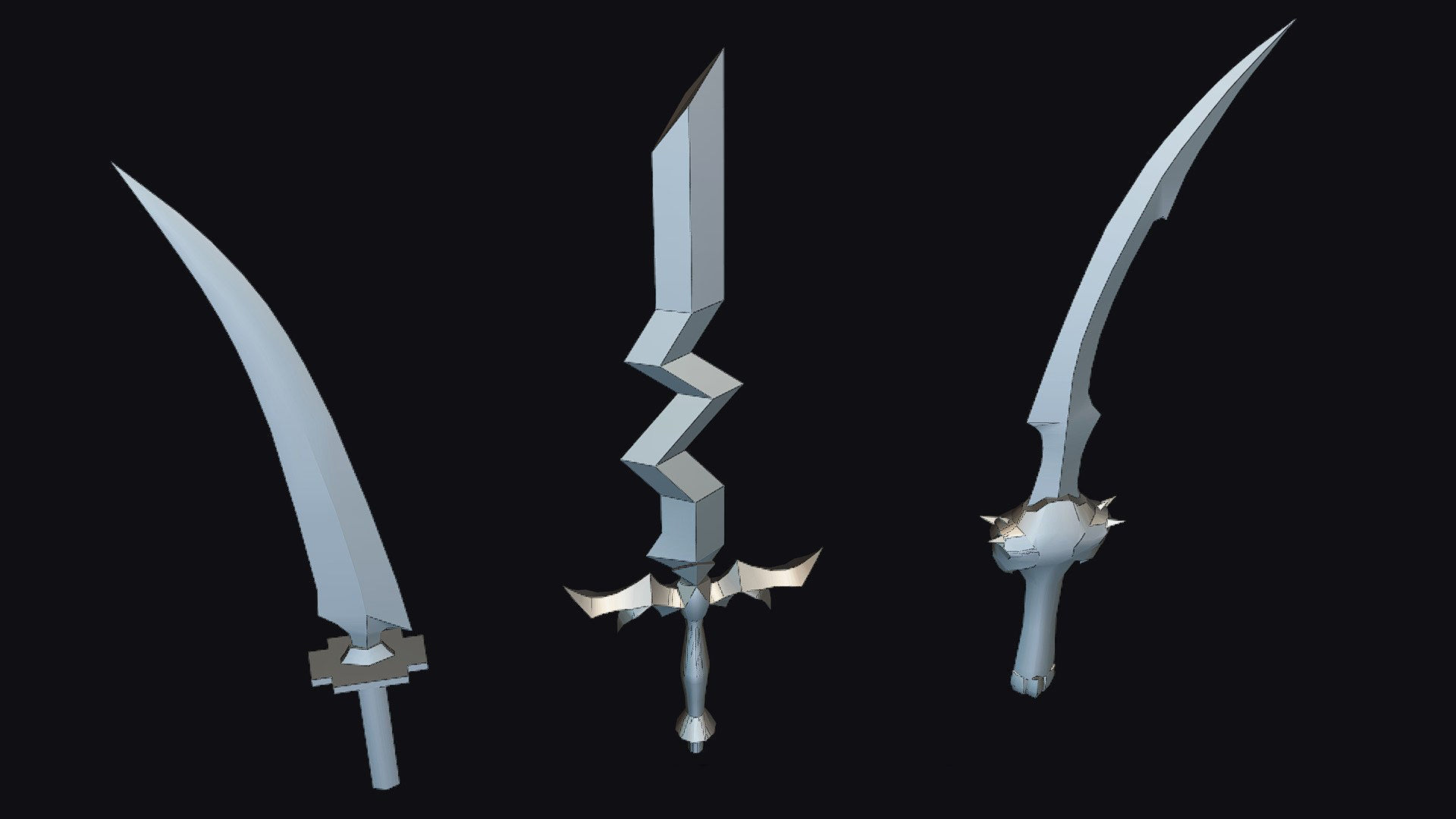 Sword Edged Weapon One Handed Medieval Melee Knife Iron Blade Low-poly 3D model_19