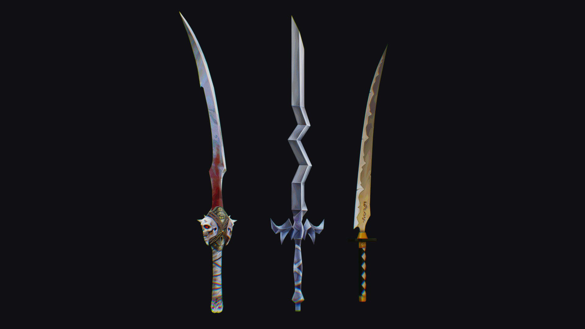 Sword Edged Weapon One Handed Medieval Melee Knife Iron Blade Low-poly 3D model_2