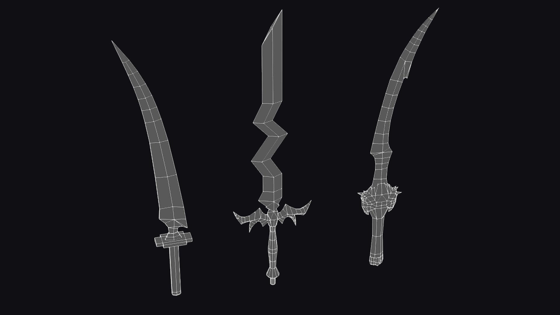 Sword Edged Weapon One Handed Medieval Melee Knife Iron Blade Low-poly 3D model_16