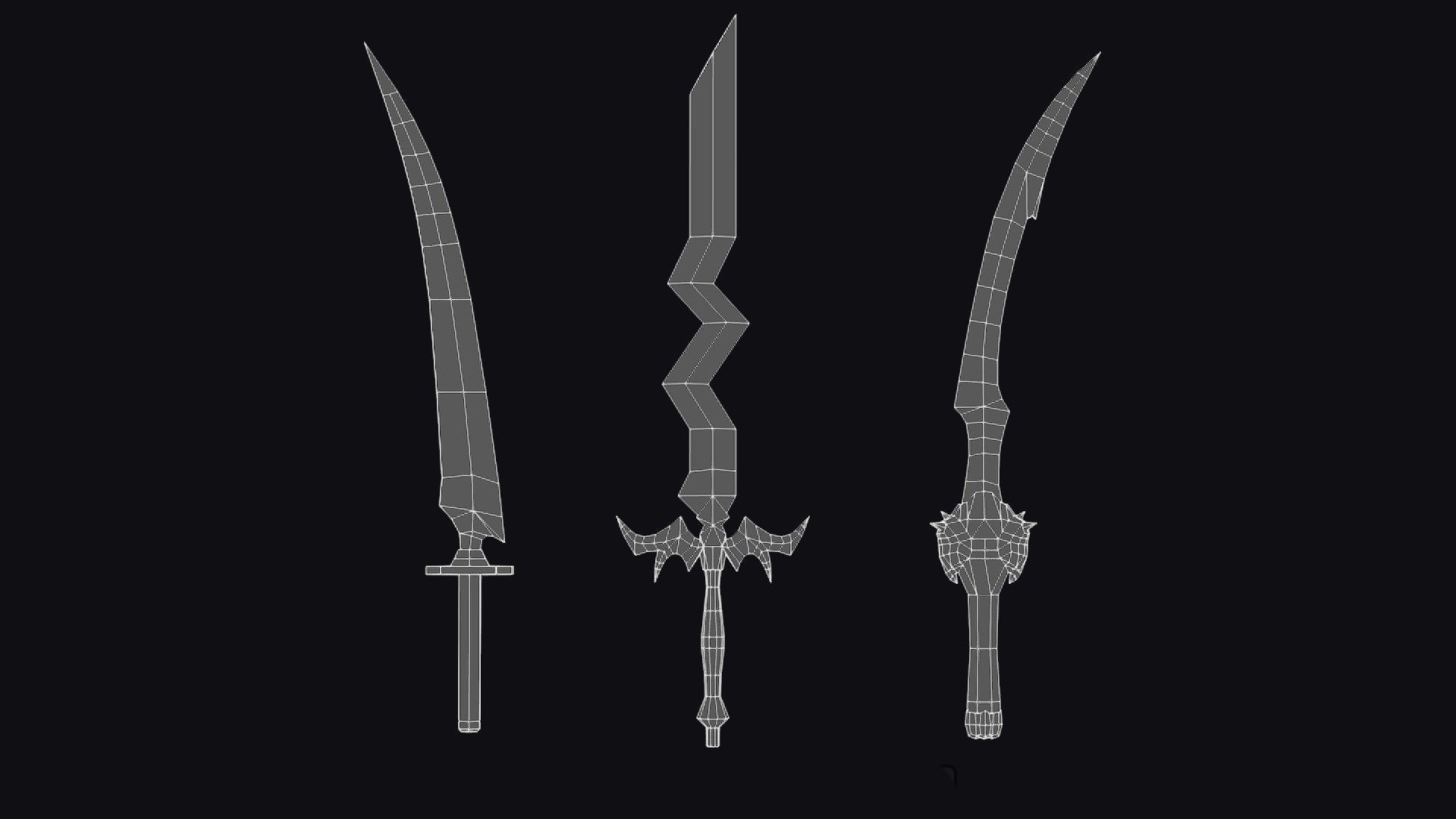 Sword Edged Weapon One Handed Medieval Melee Knife Iron Blade Low-poly 3D model_15